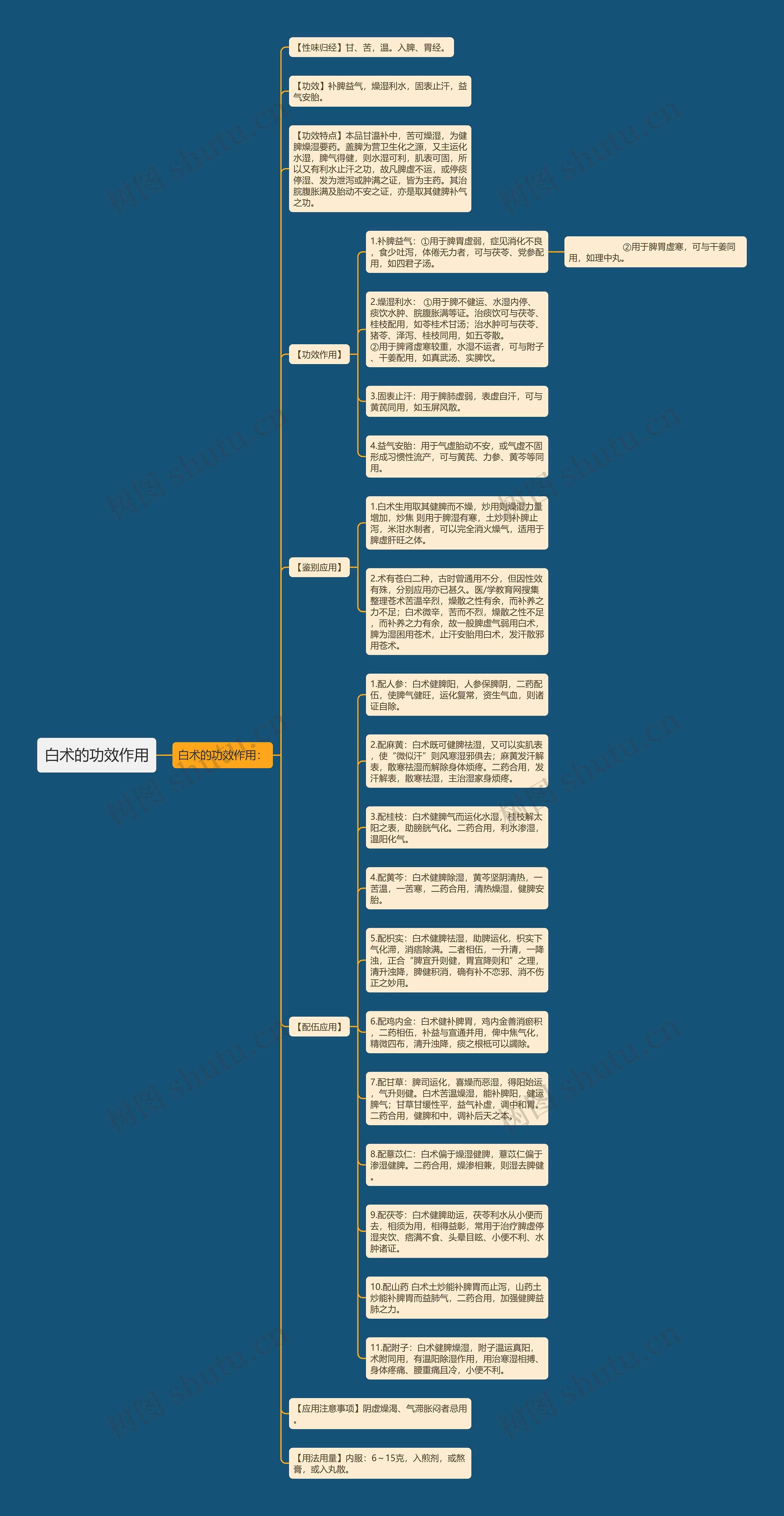 白术的功效作用思维导图