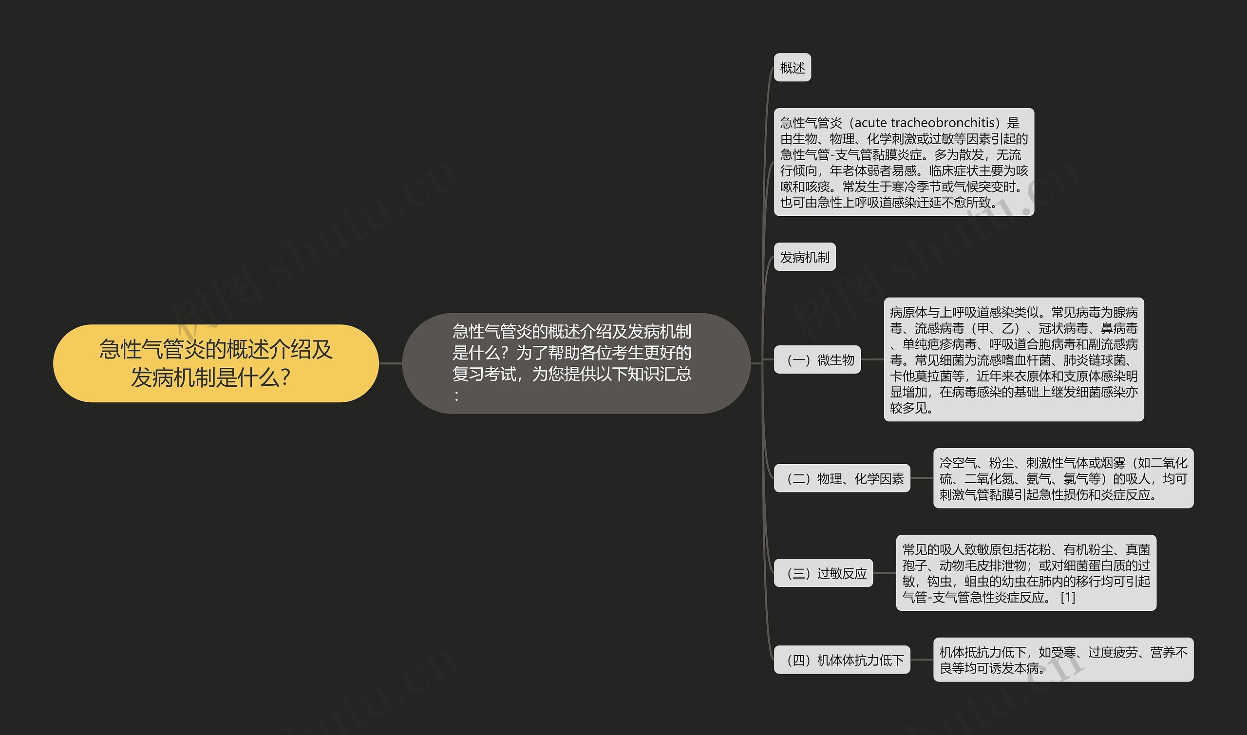 急性气管炎的概述介绍及发病机制是什么？思维导图