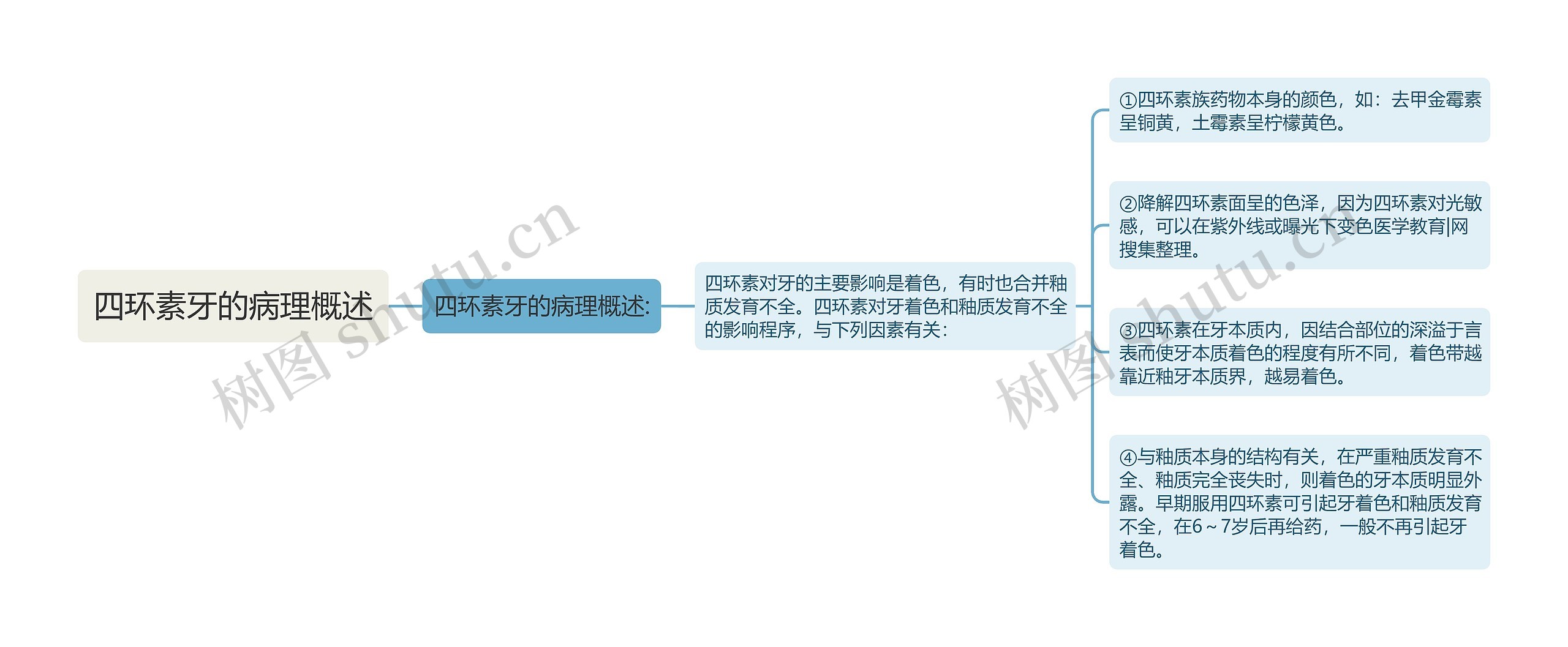 四环素牙的病理概述思维导图