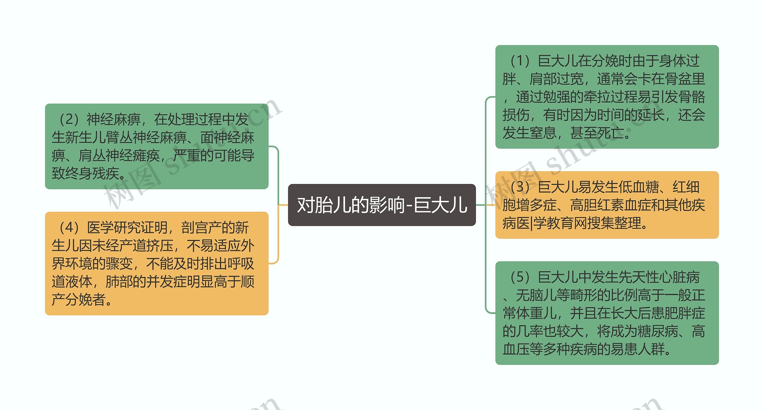 对胎儿的影响-巨大儿思维导图