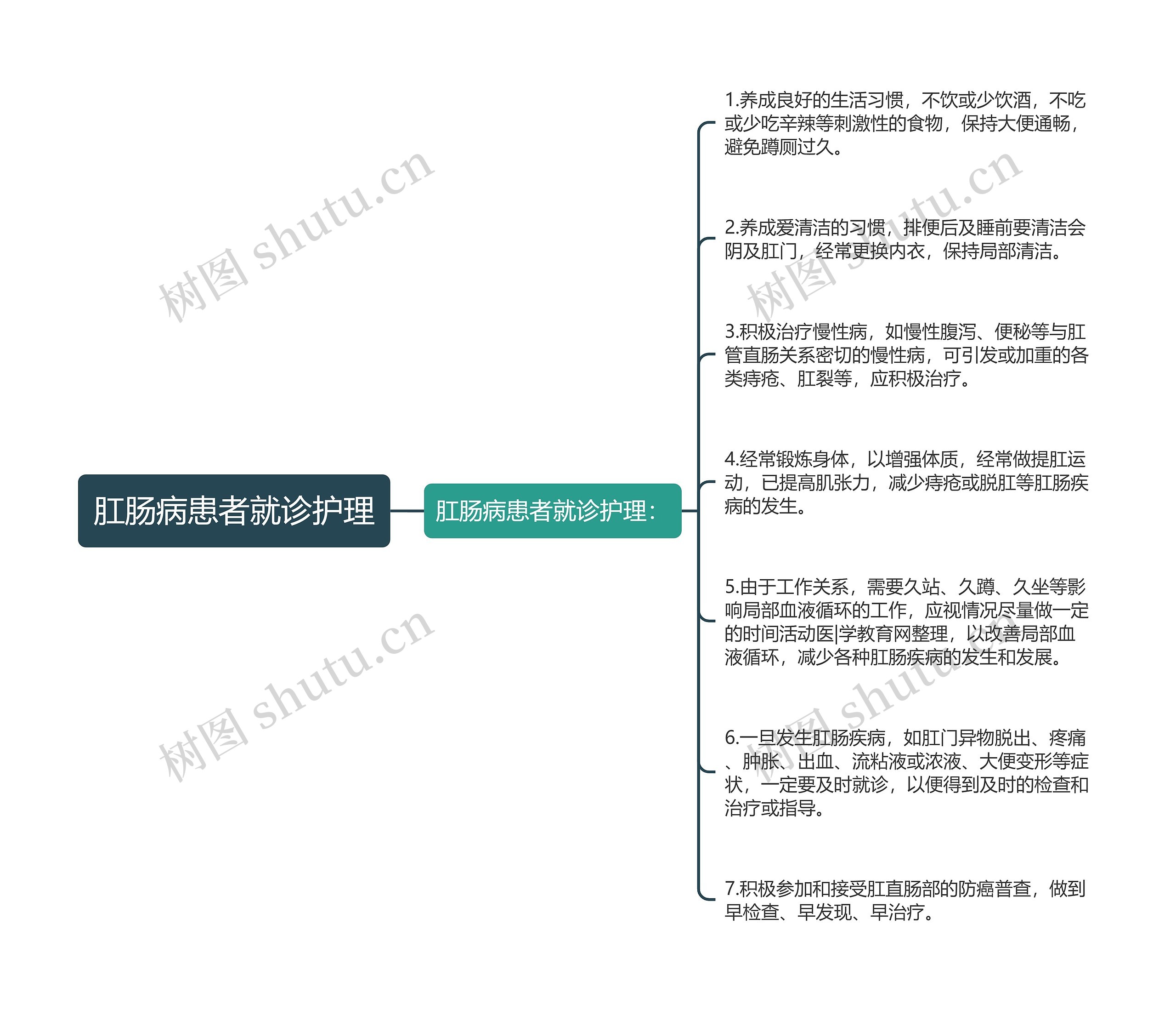 肛肠病患者就诊护理思维导图