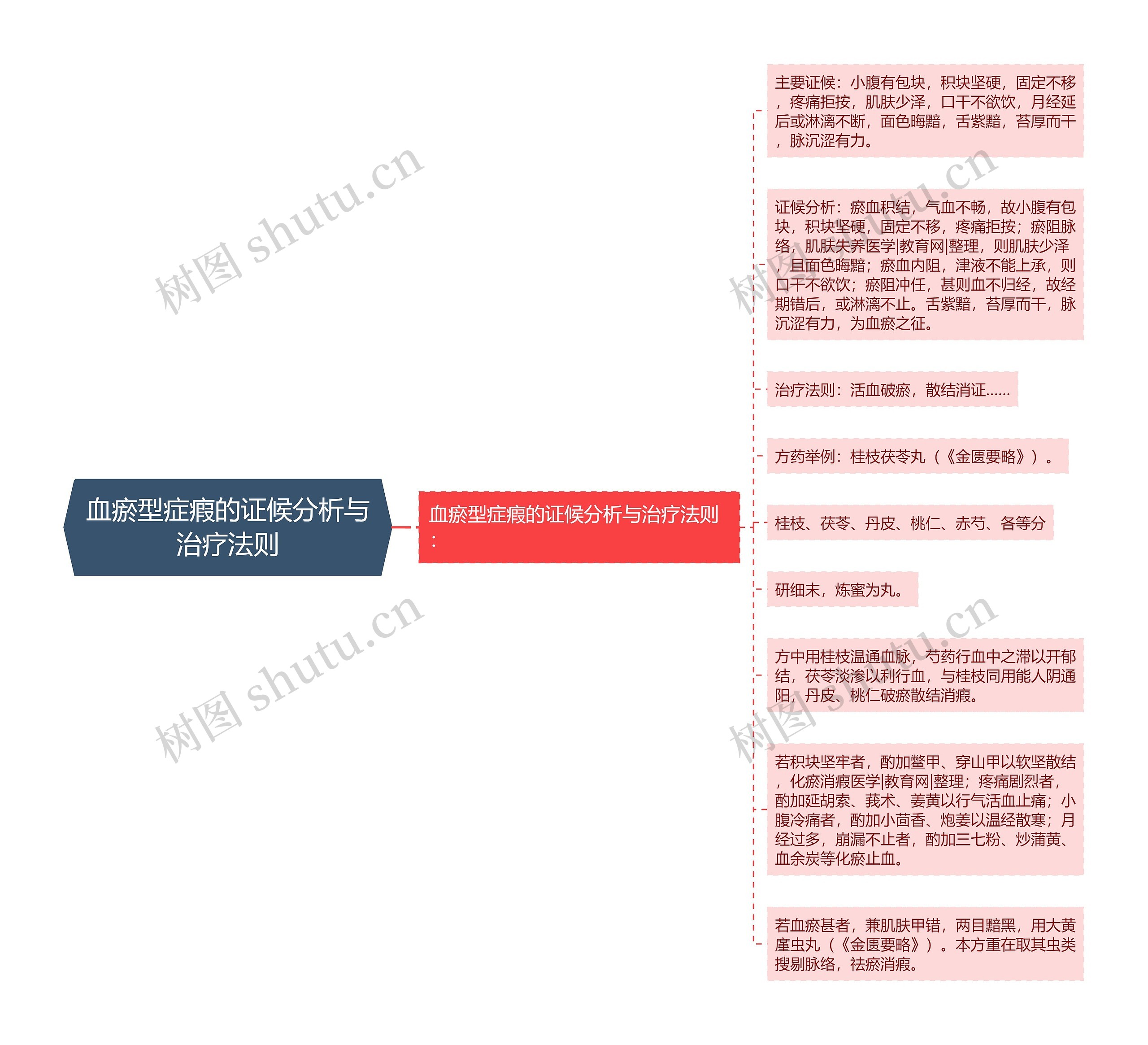 血瘀型症瘕的证候分析与治疗法则思维导图