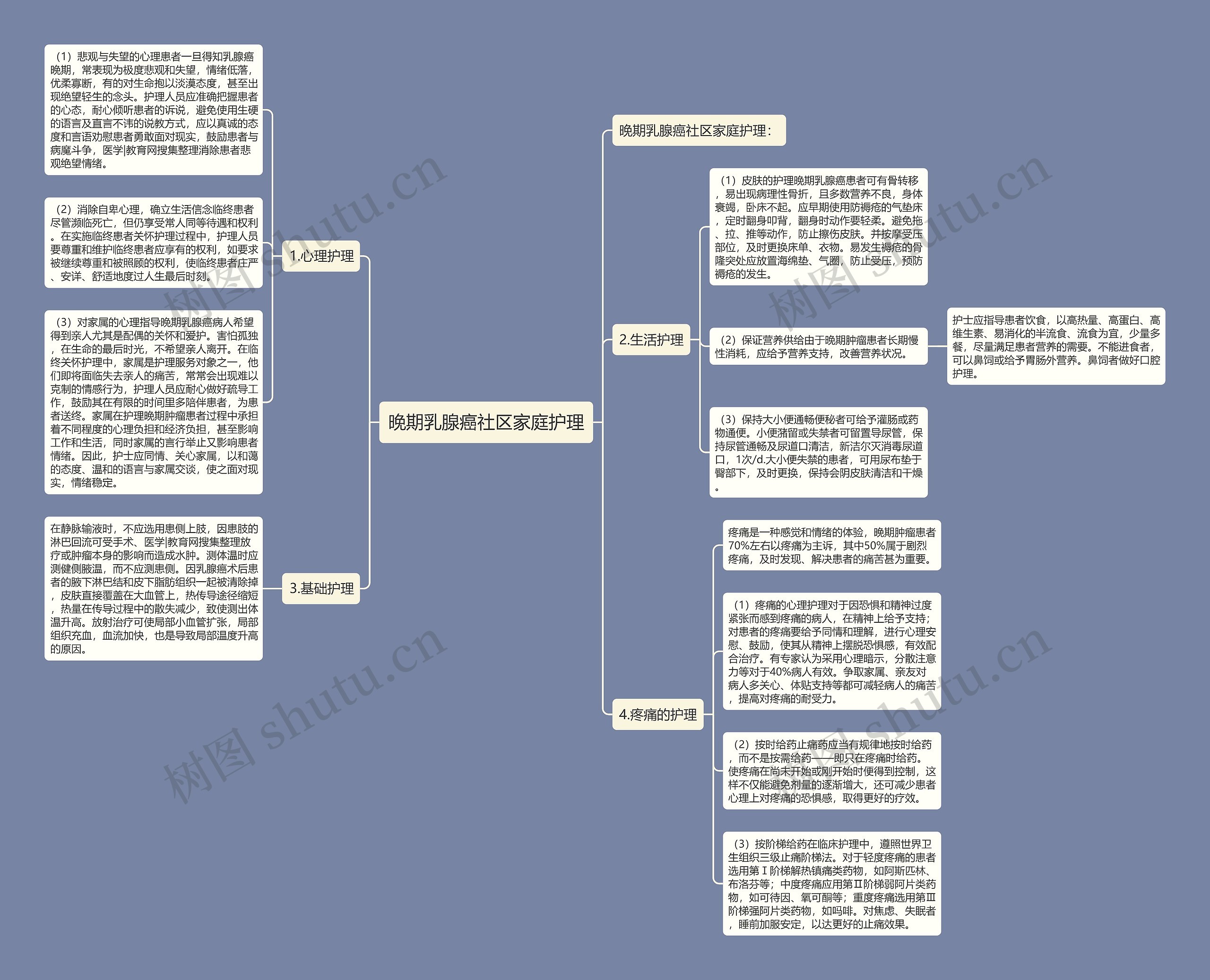 晚期乳腺癌社区家庭护理思维导图