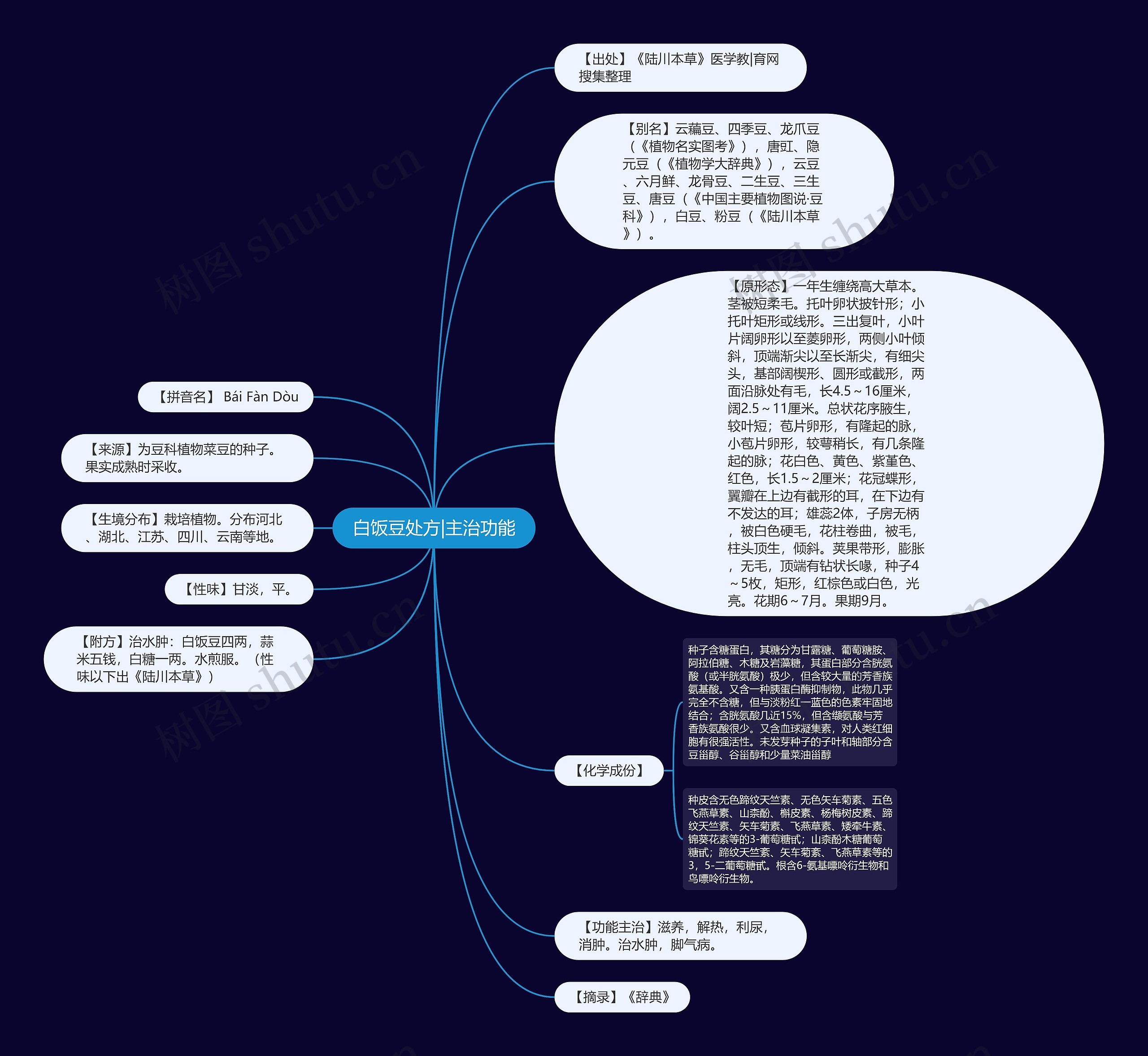 白饭豆处方|主治功能思维导图