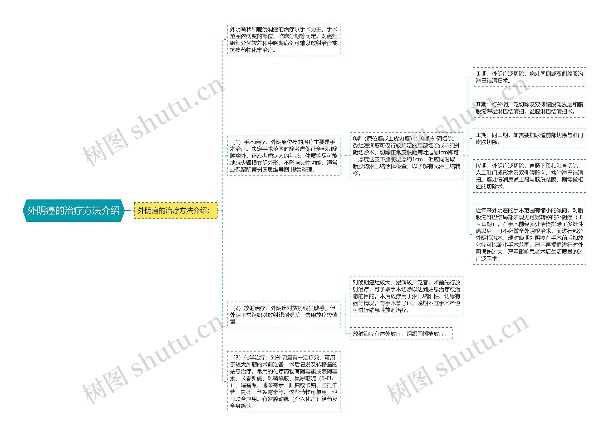 外阴癌的治疗方法介绍思维导图高清图 外阴癌的治疗方法介绍思维导图