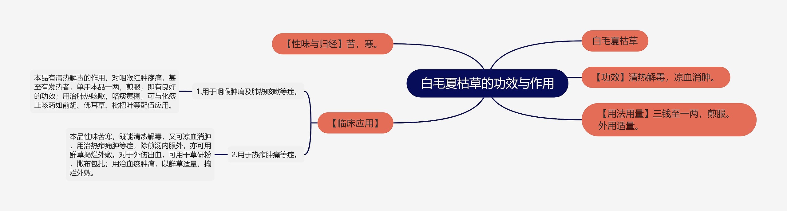 白毛夏枯草的功效与作用思维导图