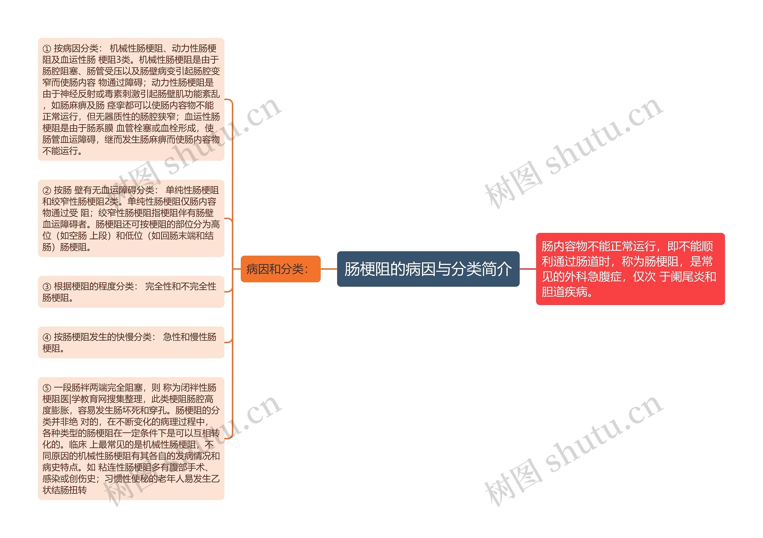 肠梗阻的病因与分类简介思维导图