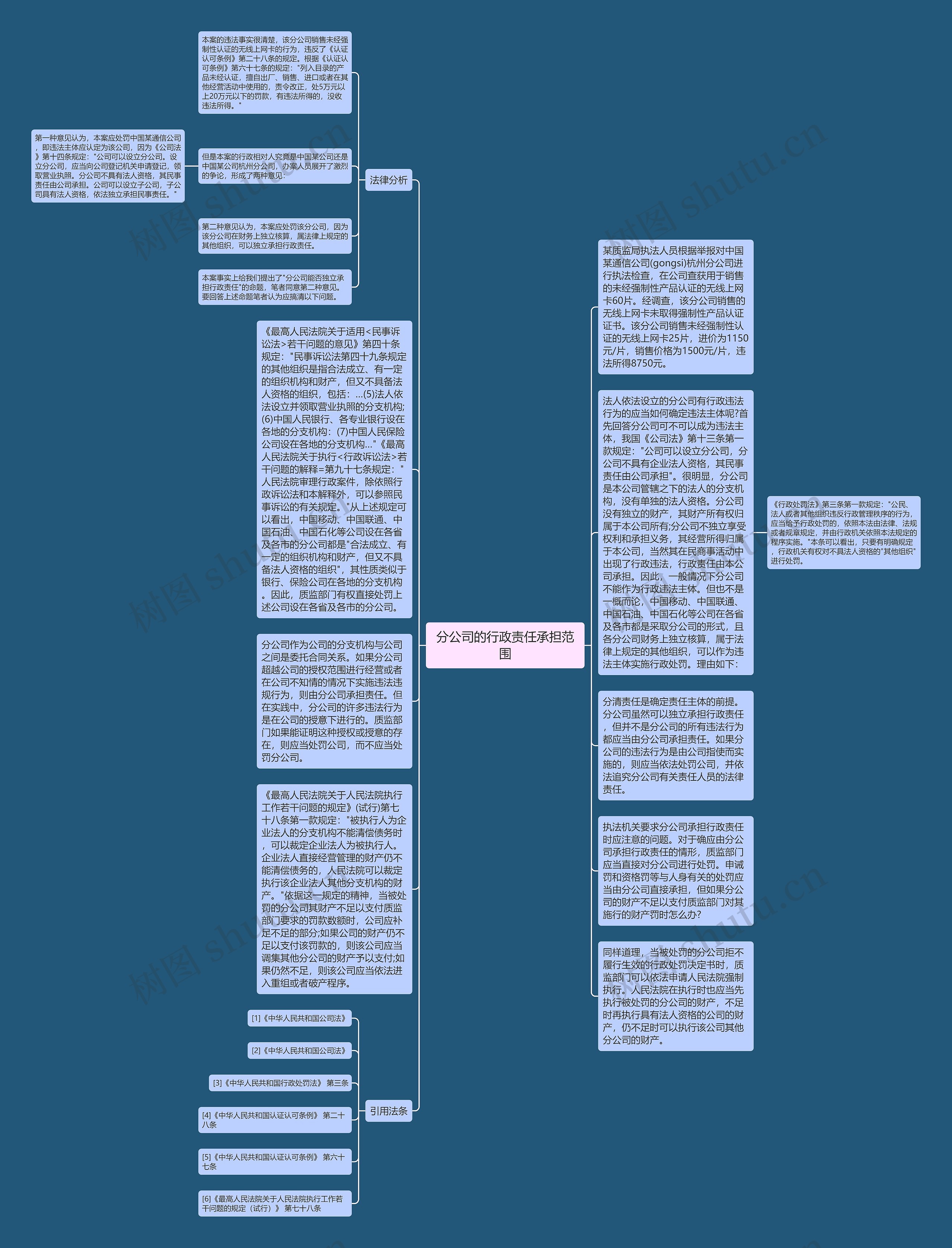 分公司的行政责任承担范围思维导图
