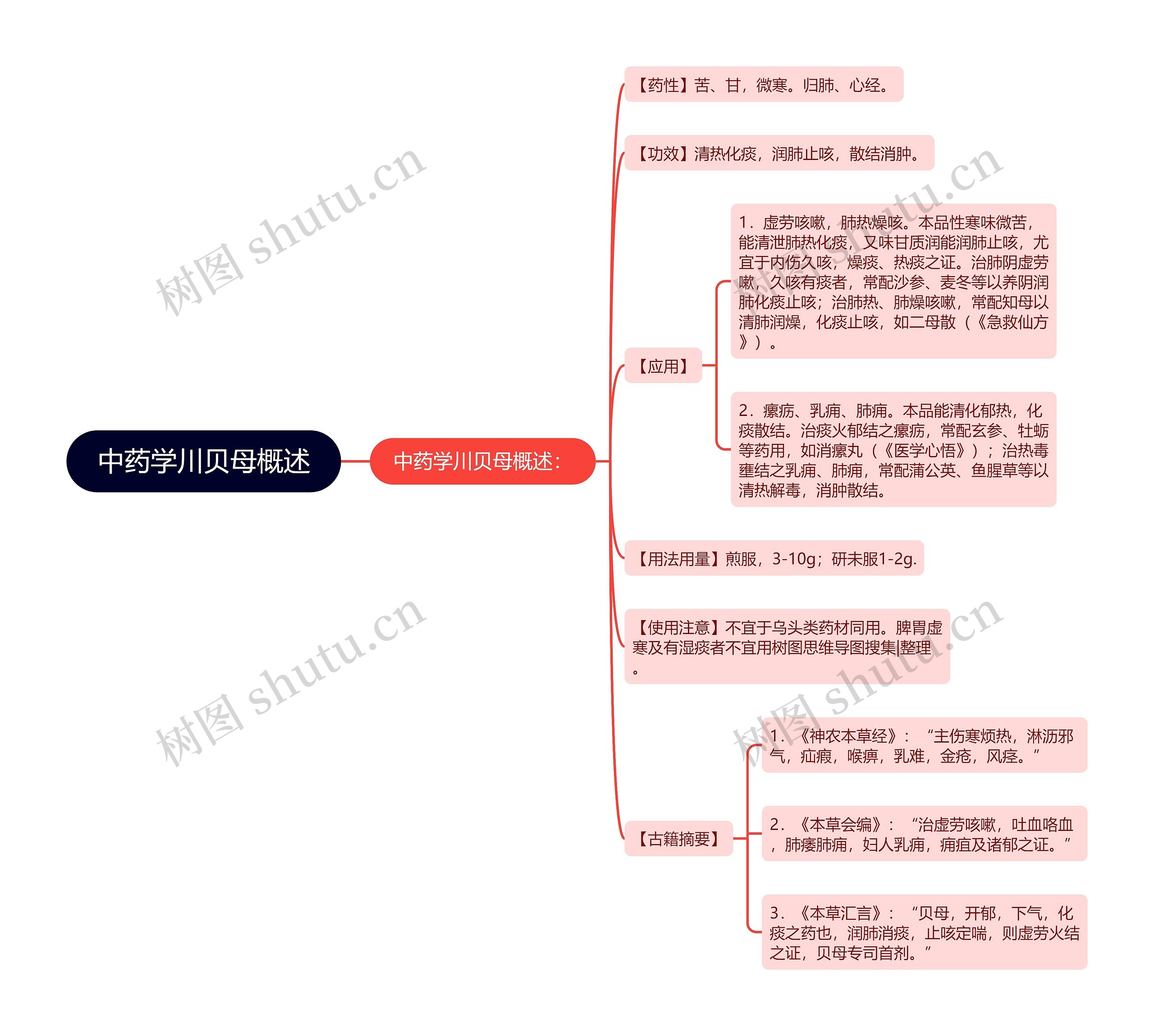中药学川贝母概述思维导图