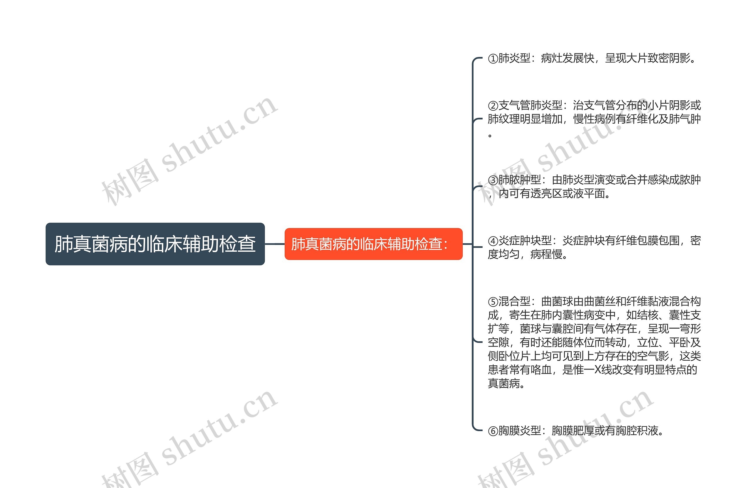 肺真菌病的临床辅助检查思维导图