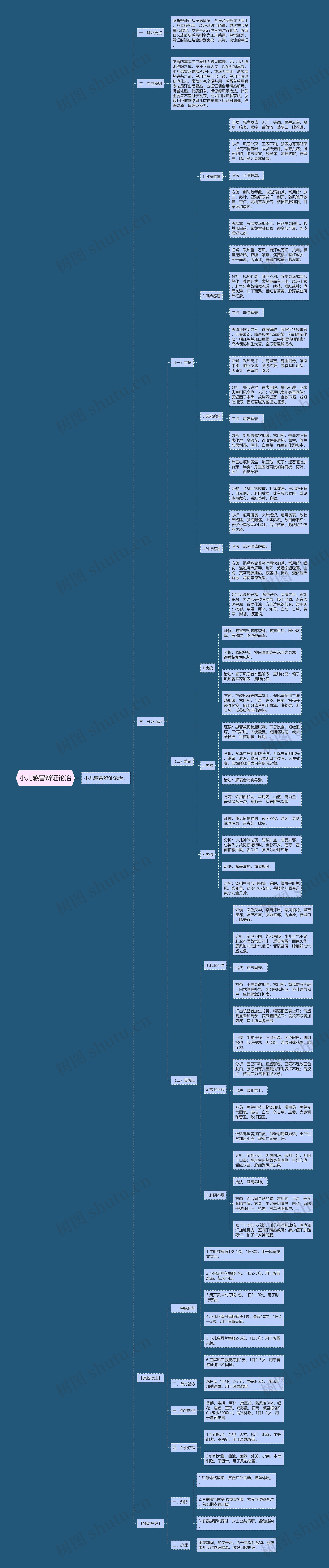 小儿感冒辨证论治思维导图