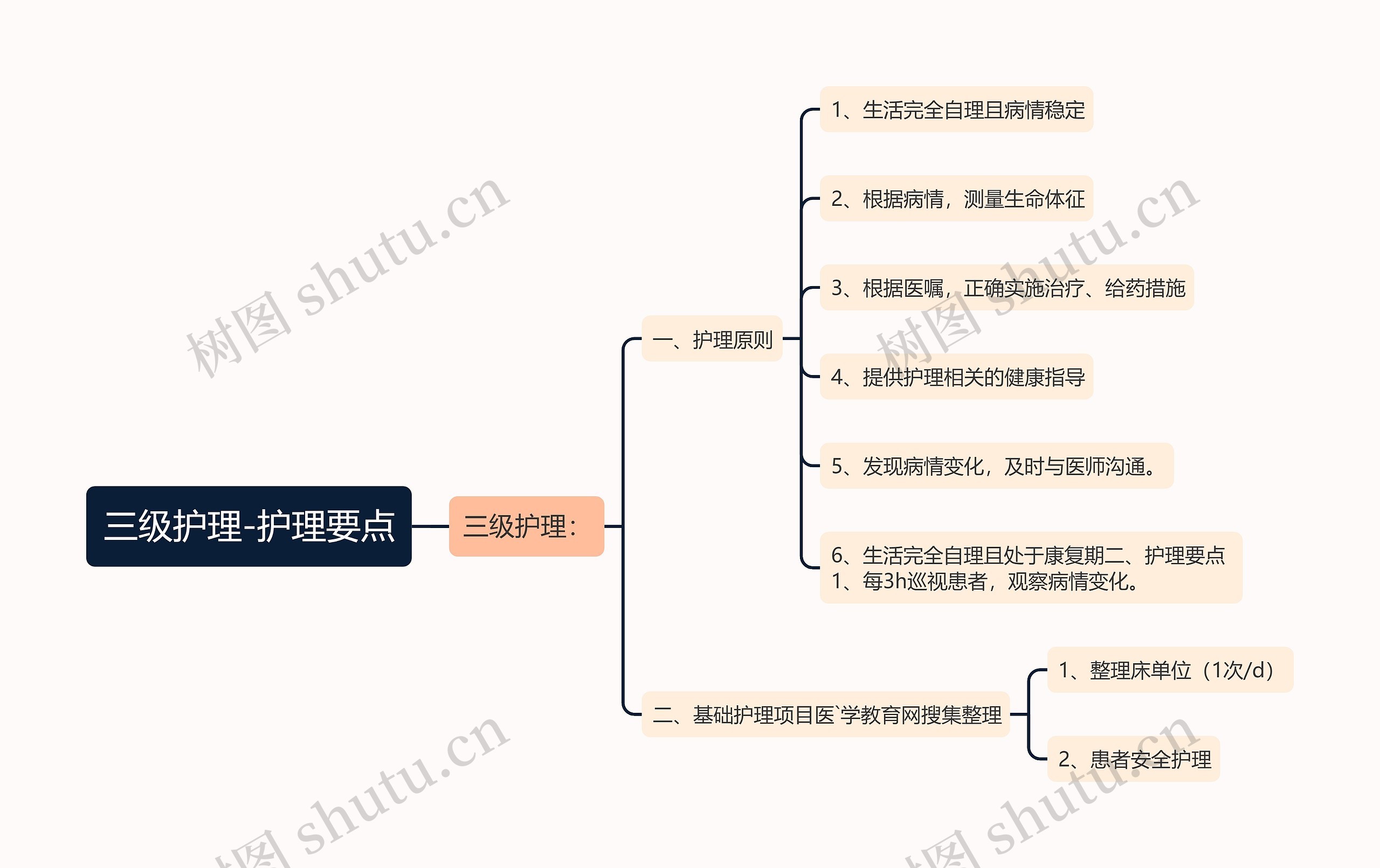 三级护理-护理要点思维导图