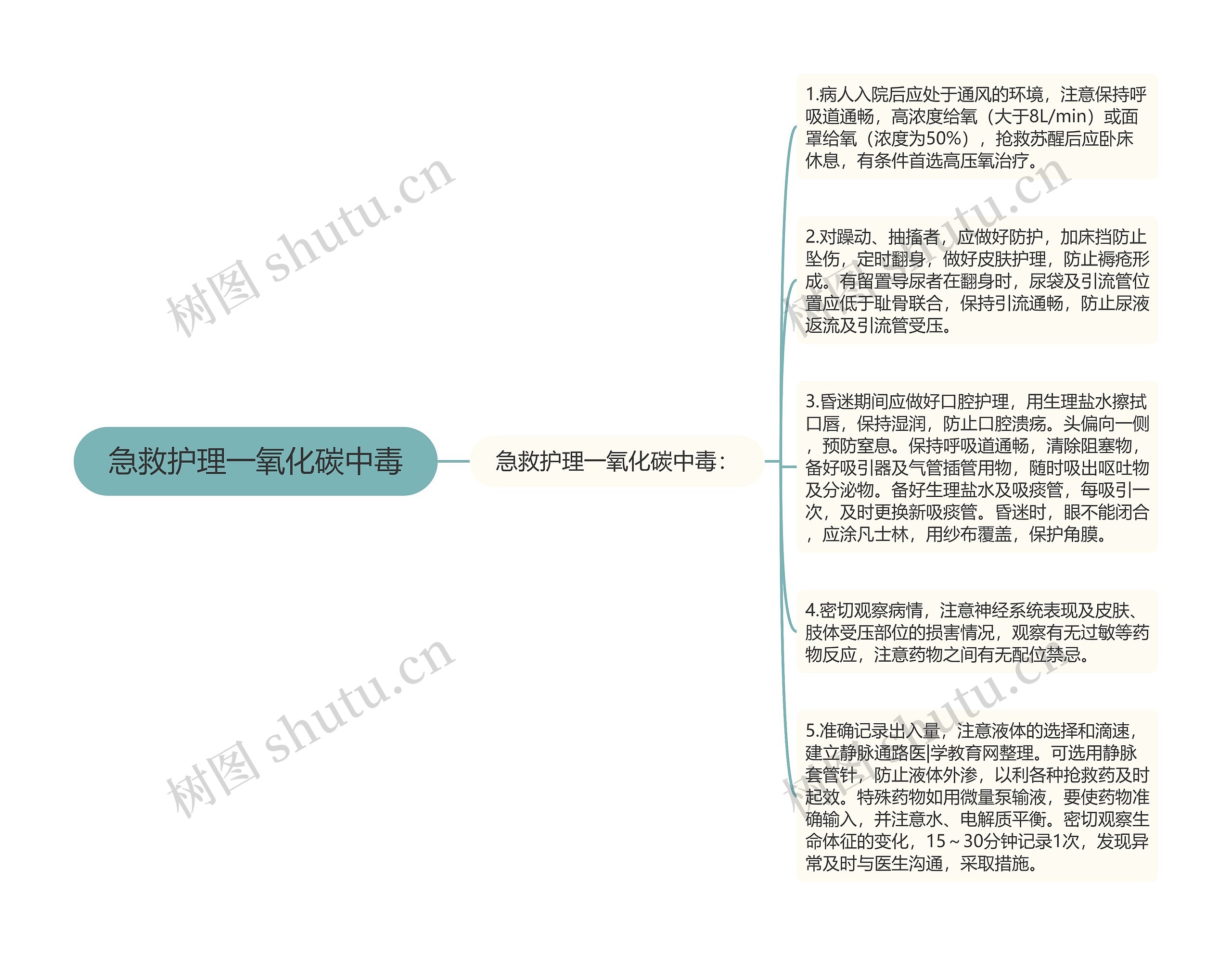 急救护理一氧化碳中毒思维导图