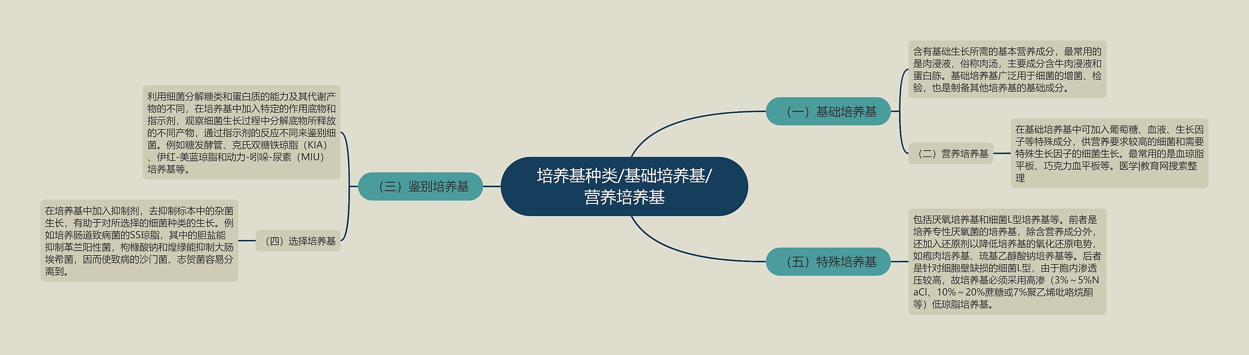 培养基种类/基础培养基/营养培养基思维导图