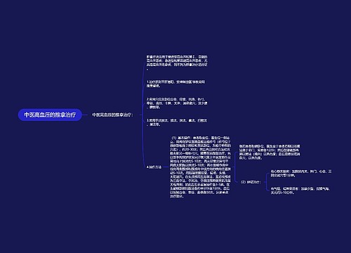 中医高血压的推拿治疗