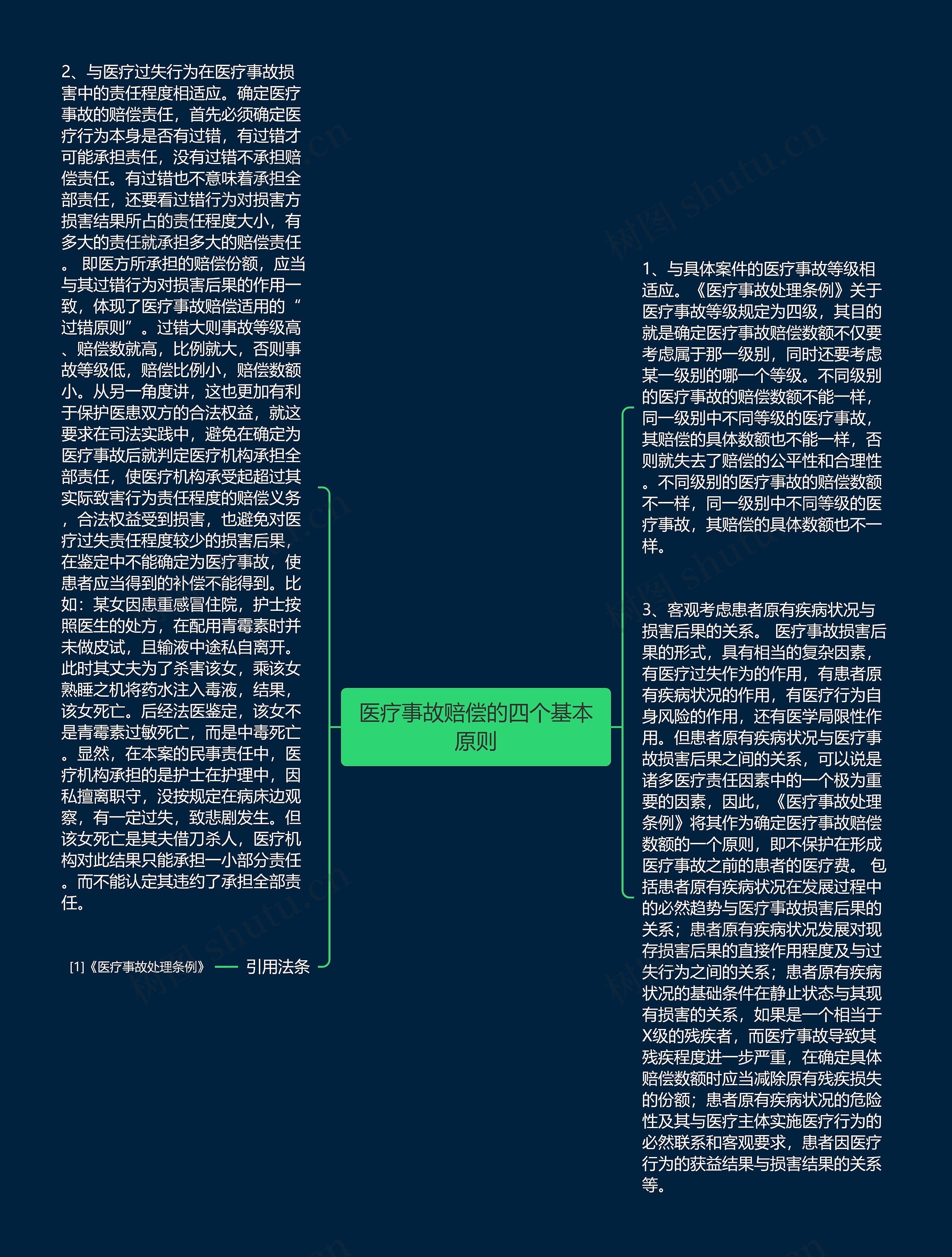 医疗事故赔偿的四个基本原则思维导图