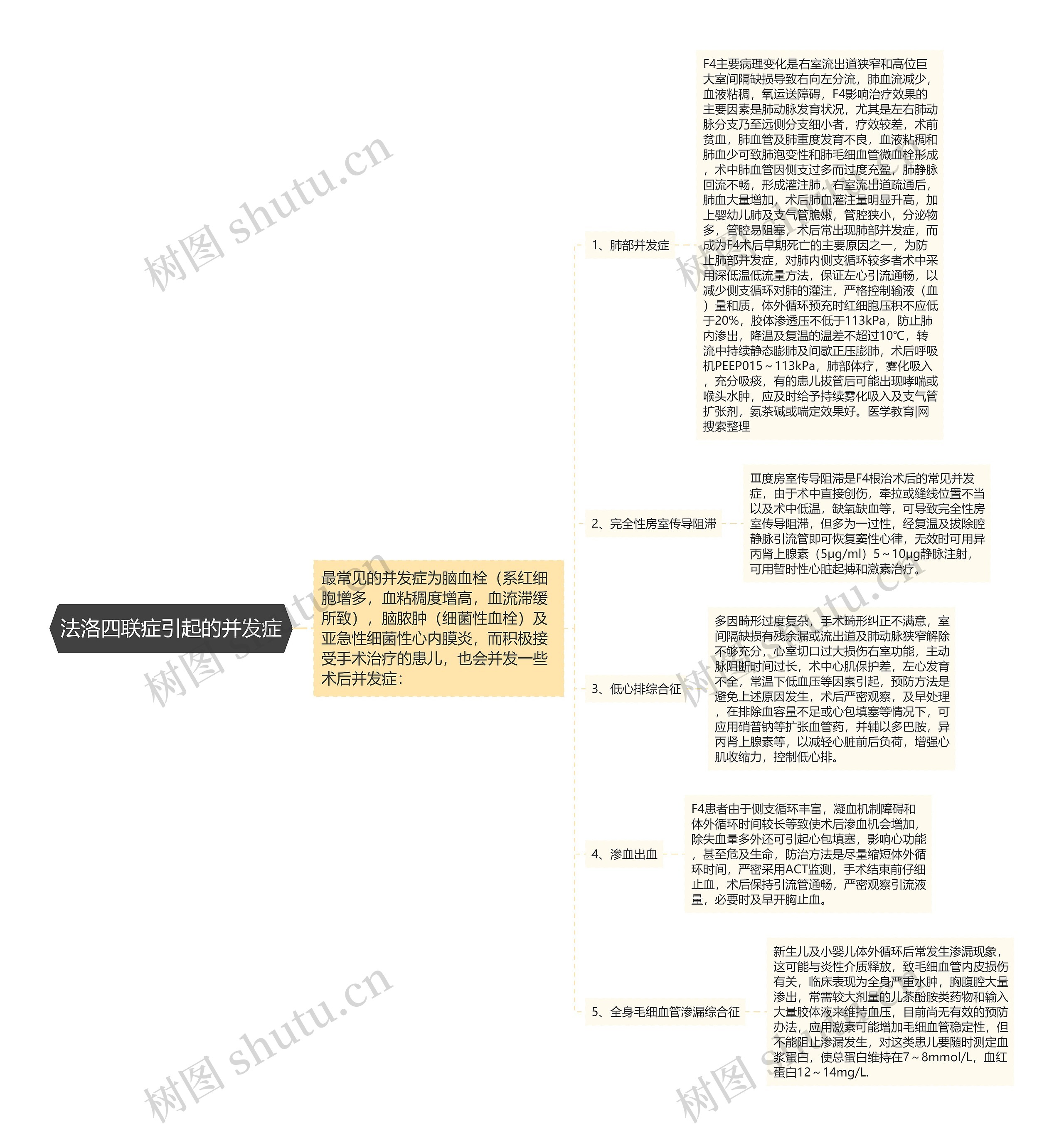 法洛四联症引起的并发症思维导图