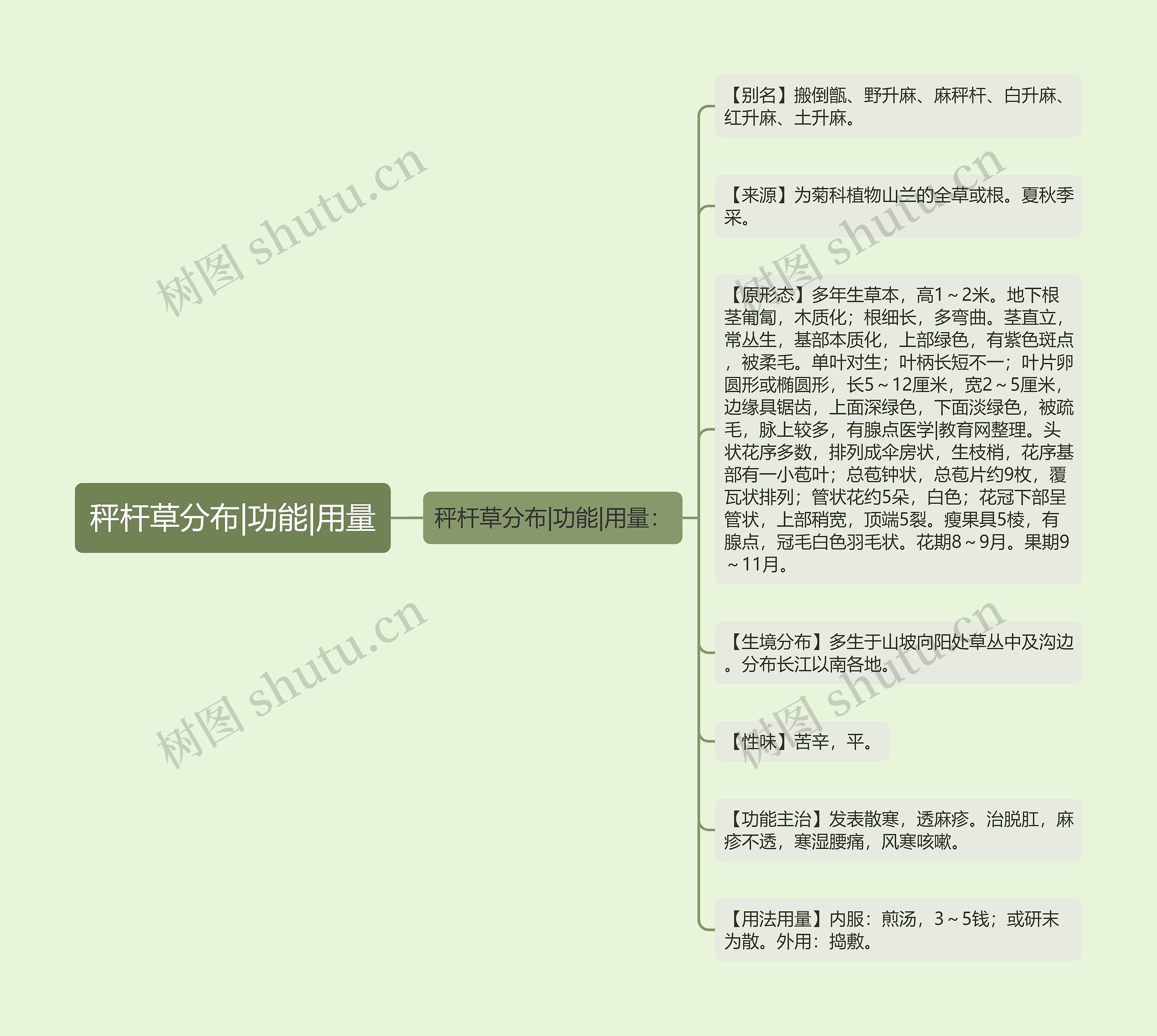 秤杆草分布|功能|用量思维导图