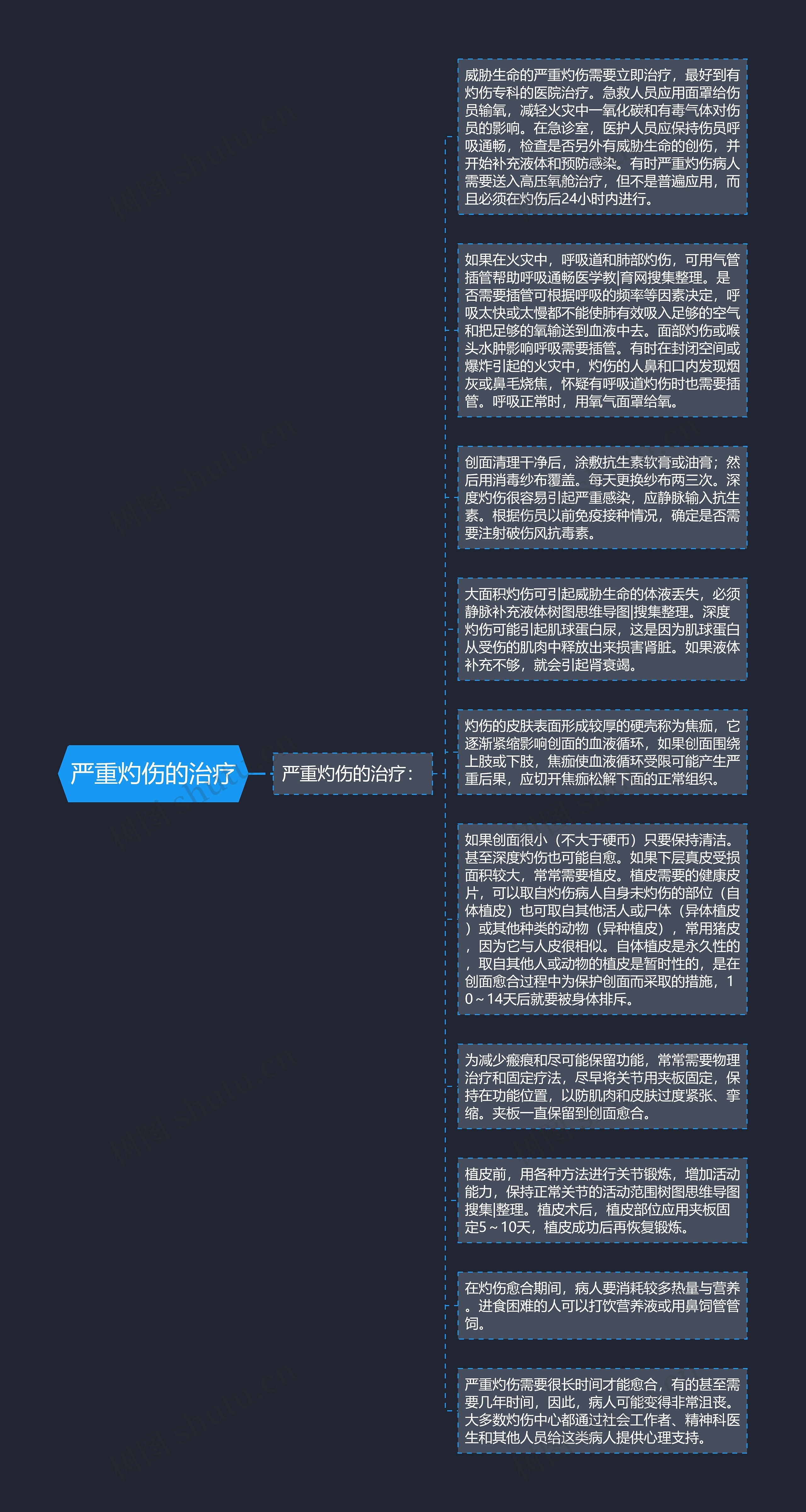 严重灼伤的治疗思维导图