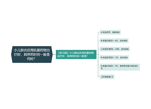 小儿肺炎应用抗菌药物治疗时，其停药时间一般是何时？