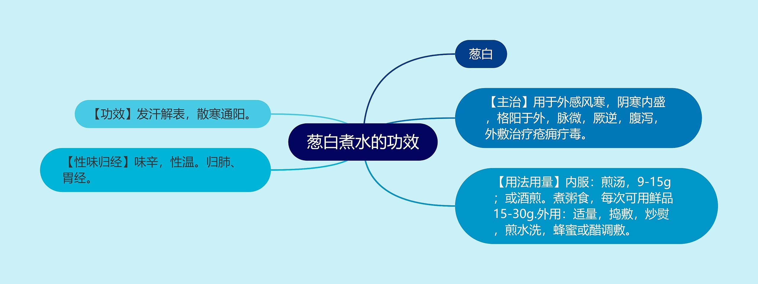 葱白煮水的功效思维导图