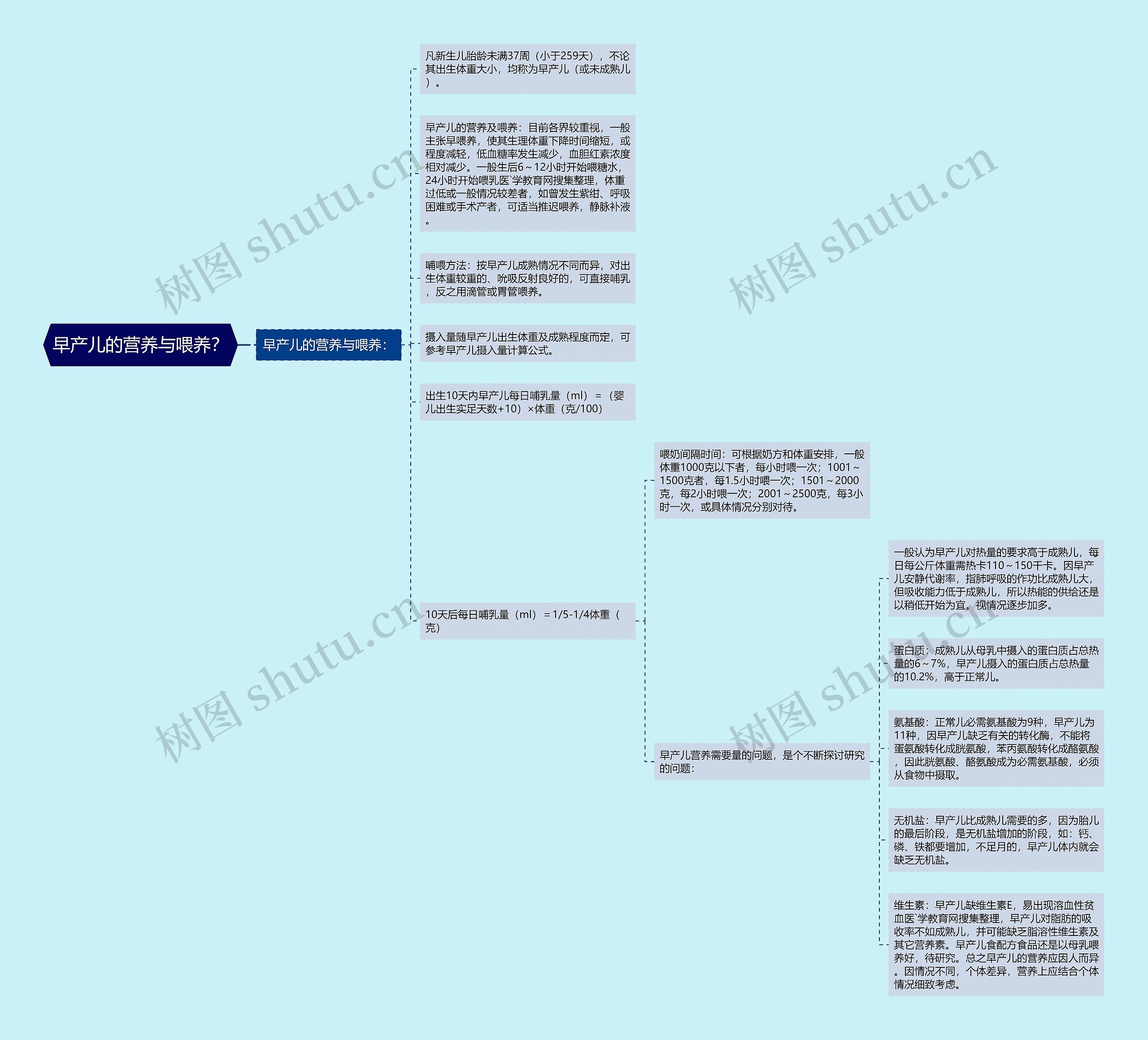早产儿的营养与喂养？思维导图