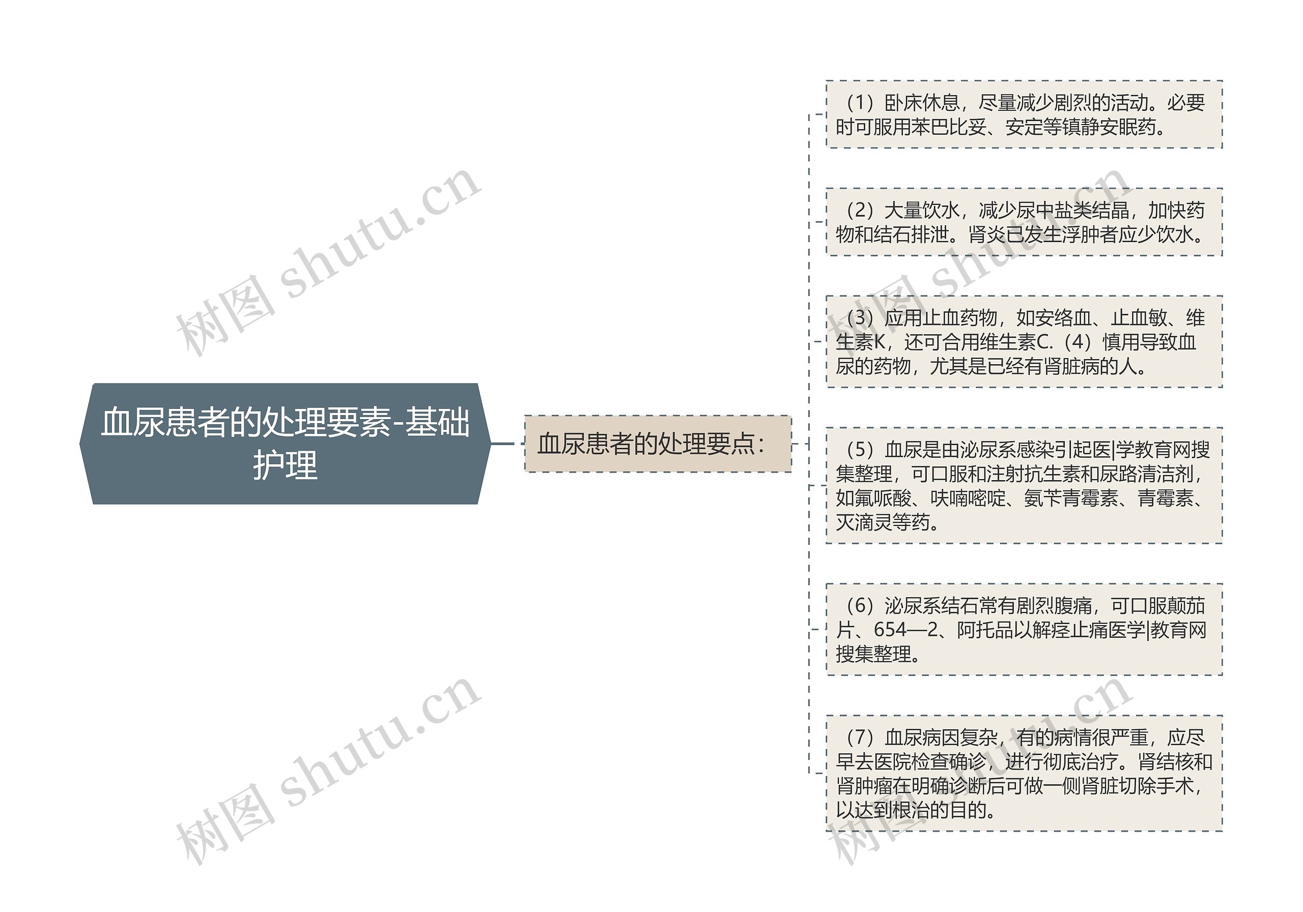 血尿患者的处理要素-基础护理思维导图