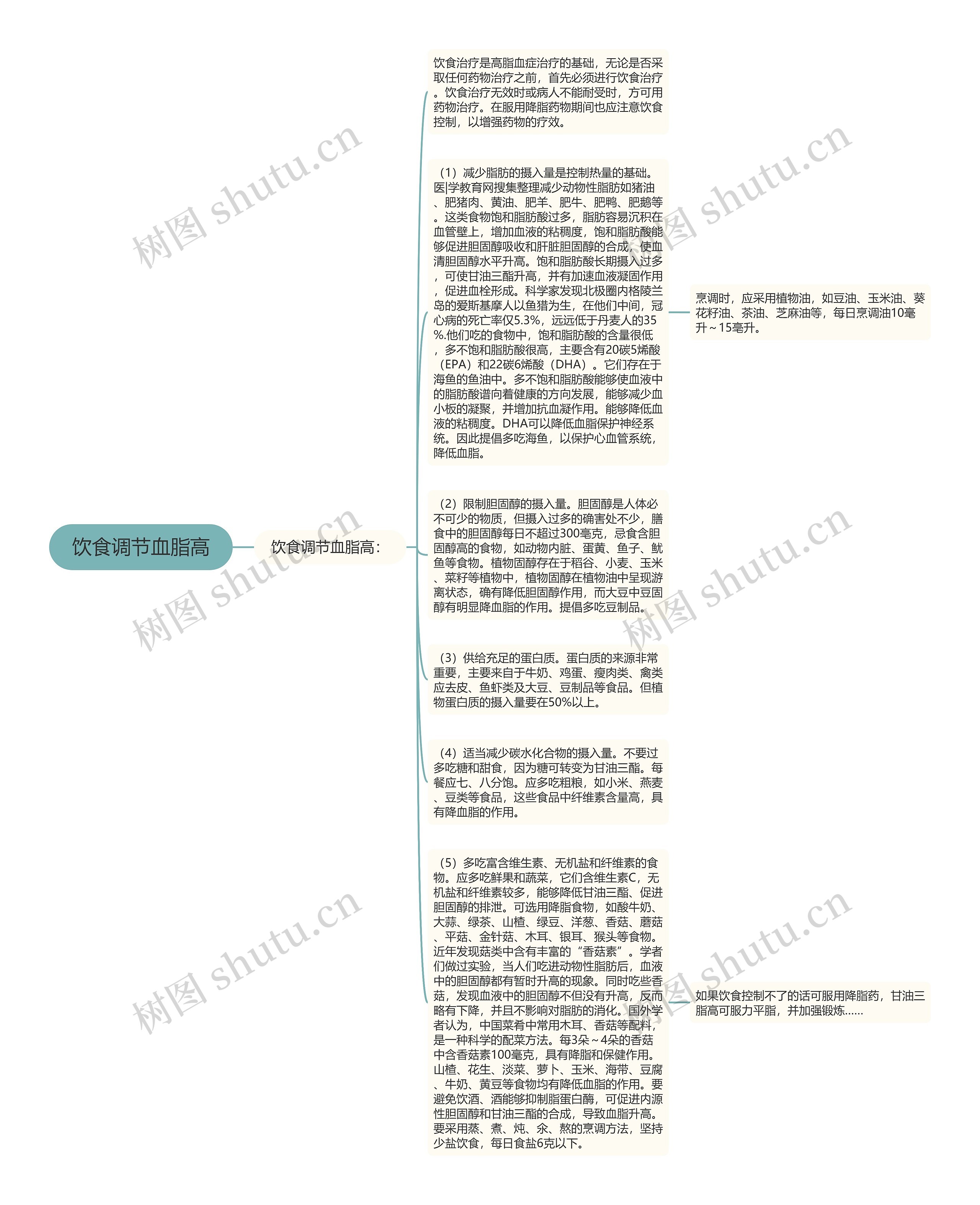 饮食调节血脂高思维导图