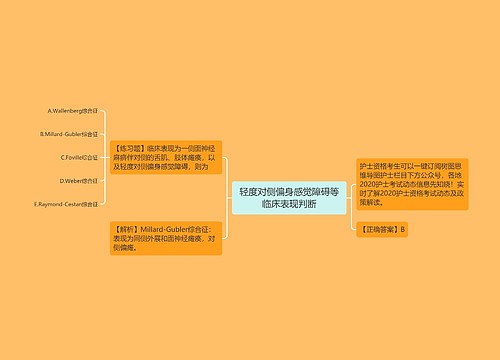 轻度对侧偏身感觉障碍等临床表现判断