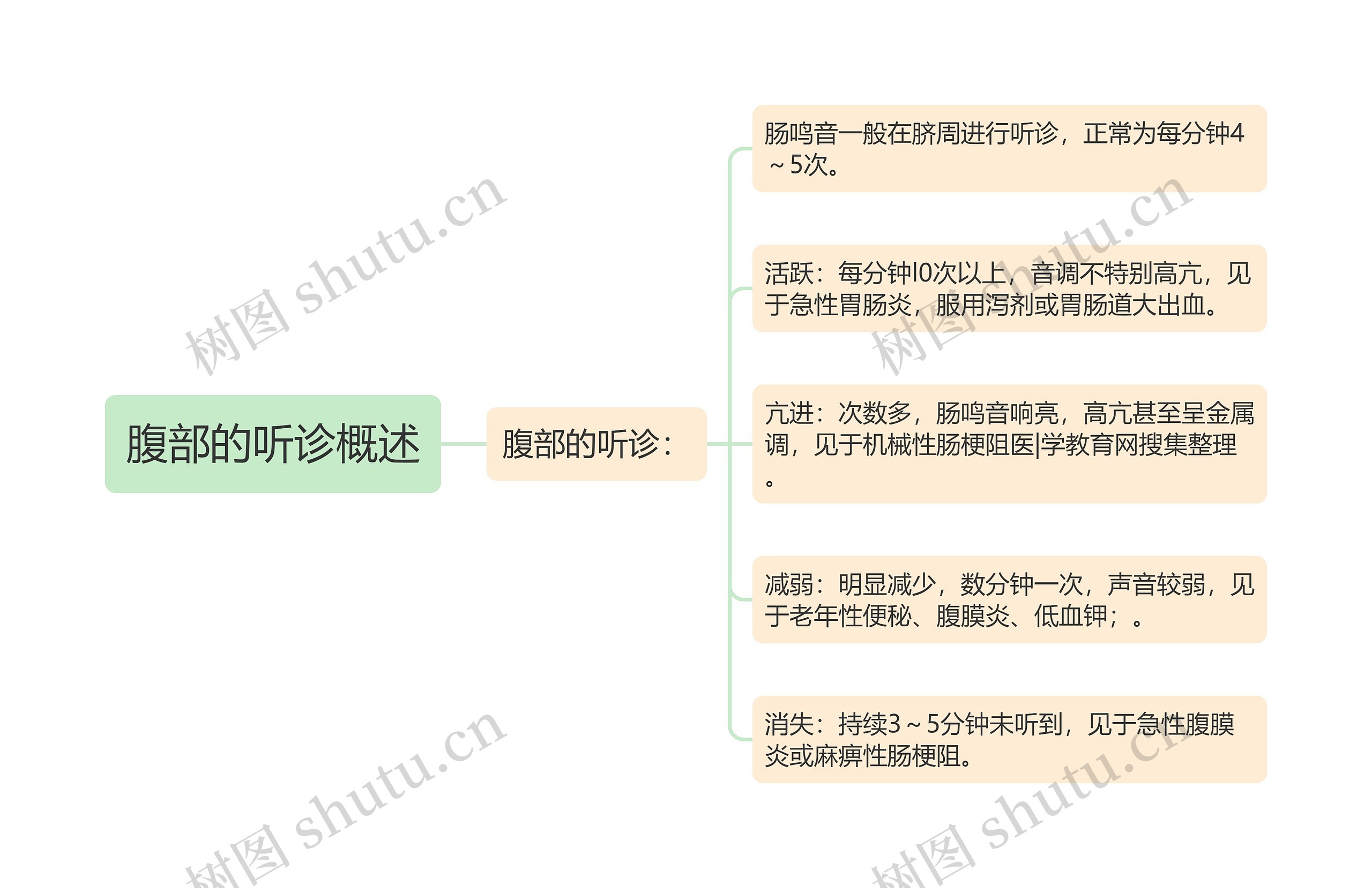 腹部的听诊概述思维导图