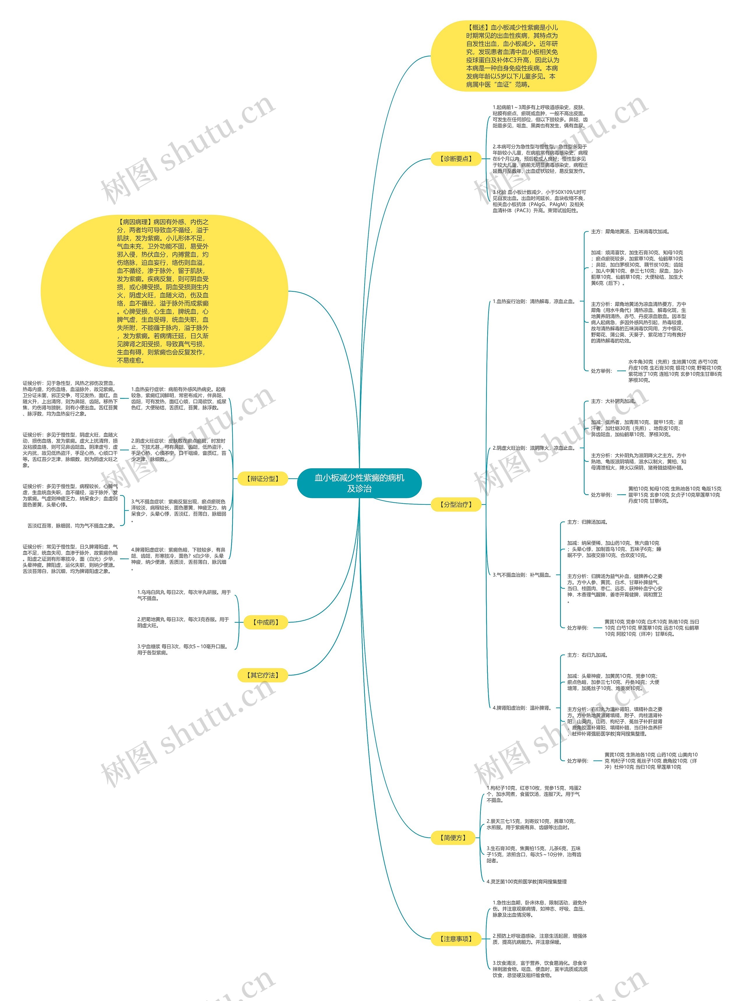 血小板减少性紫癜的病机及诊治思维导图