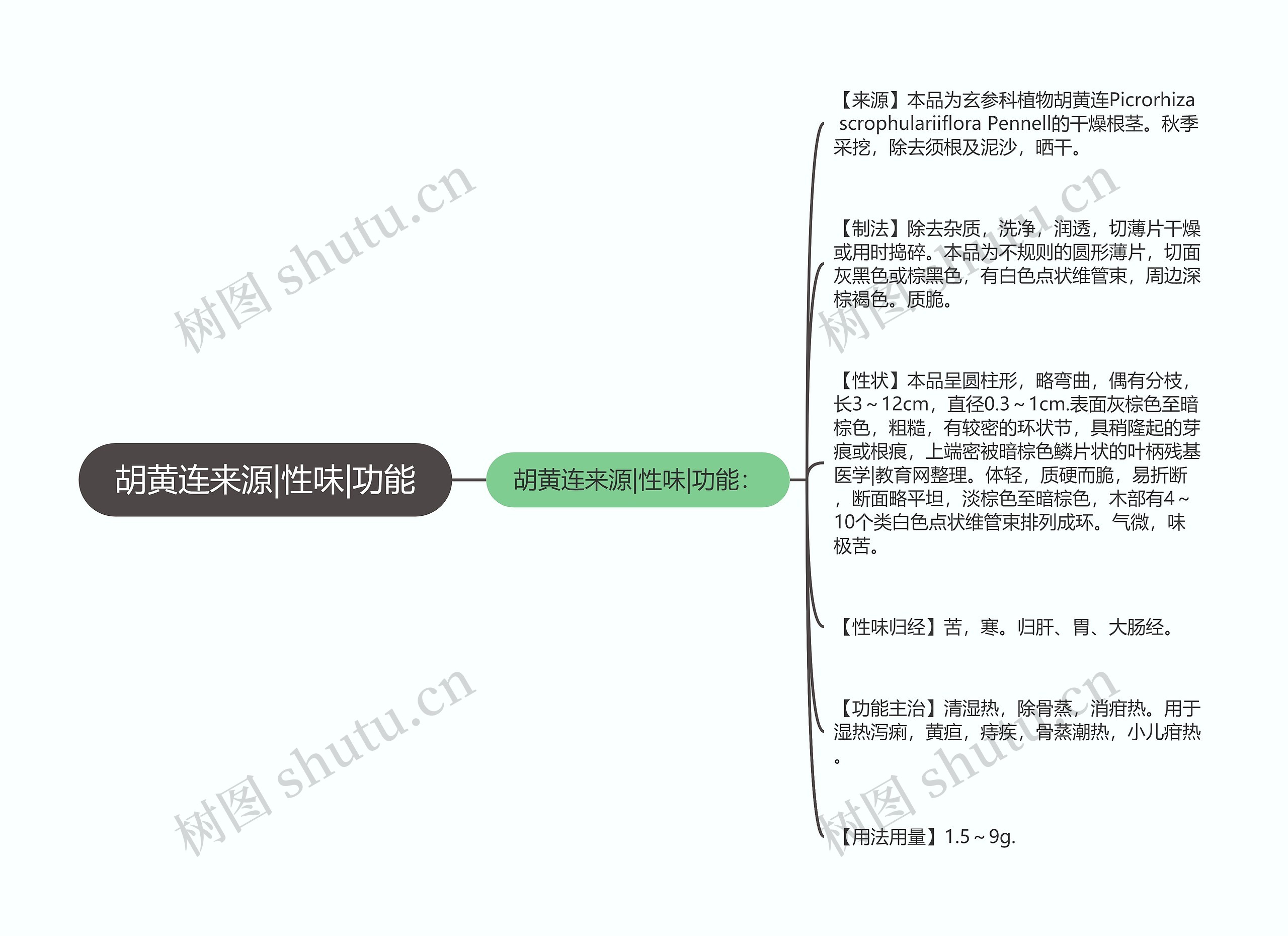 胡黄连来源|性味|功能思维导图