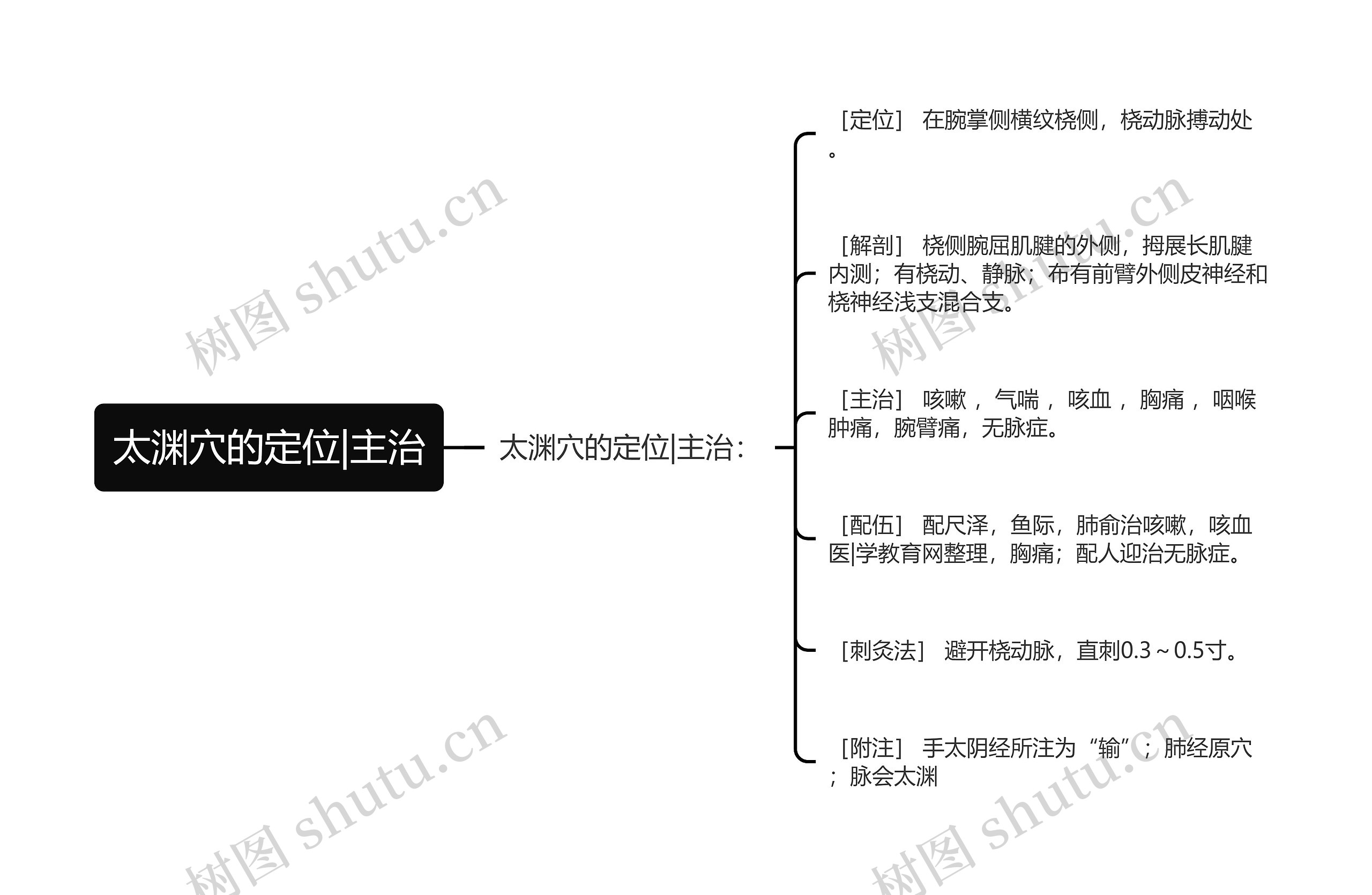 太渊穴的定位|主治思维导图