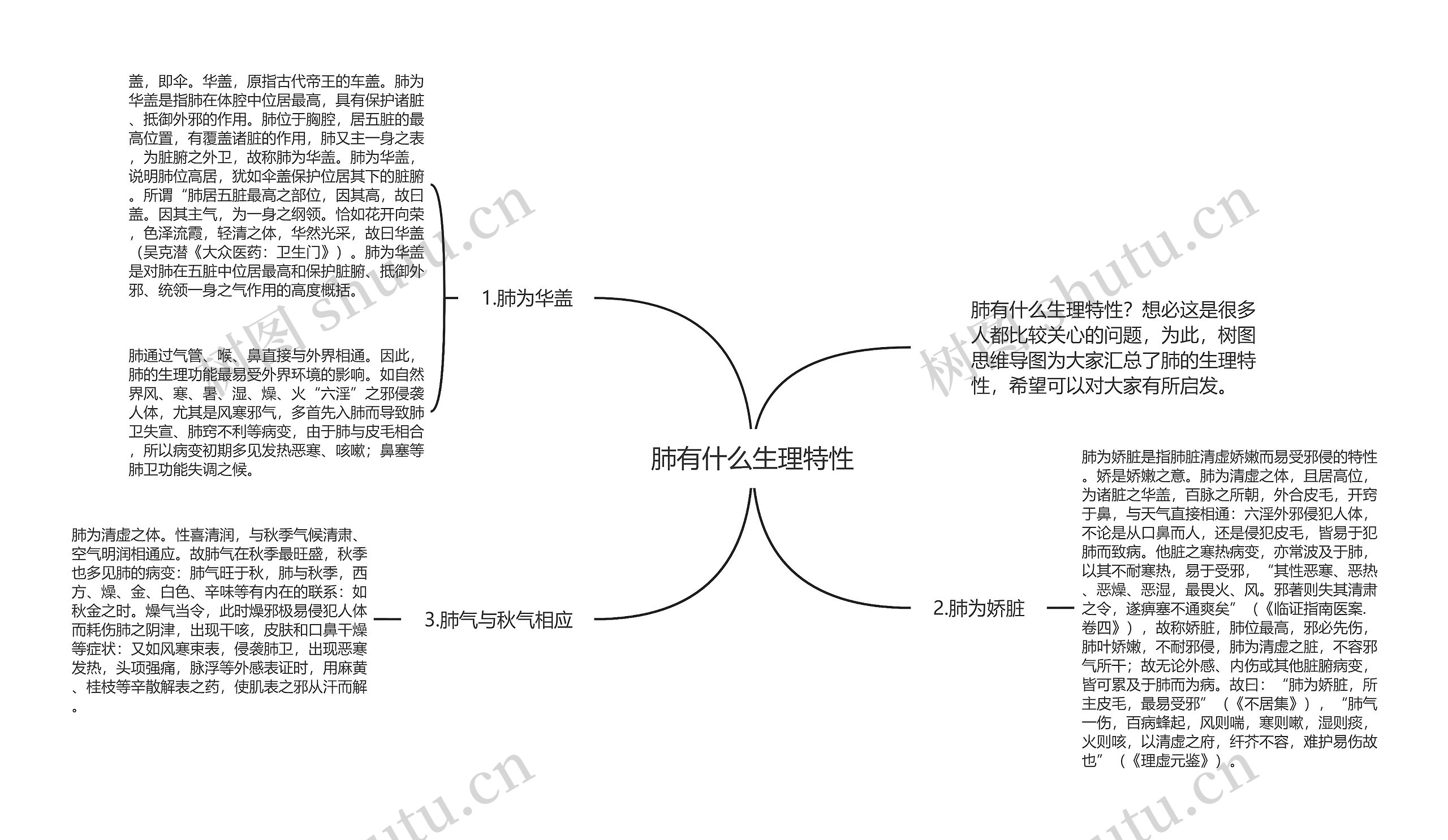 肺有什么生理特性思维导图