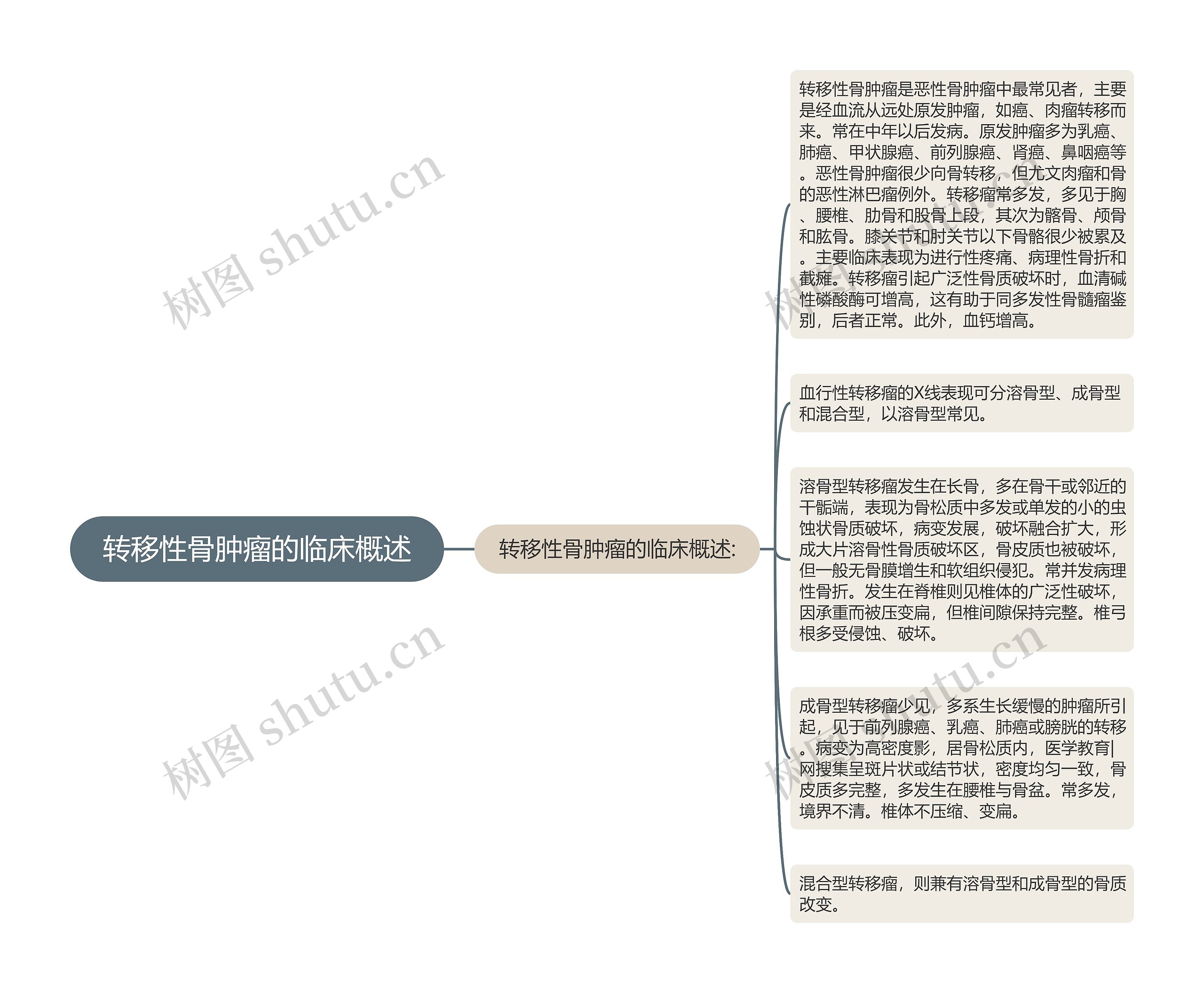 转移性骨肿瘤的临床概述思维导图