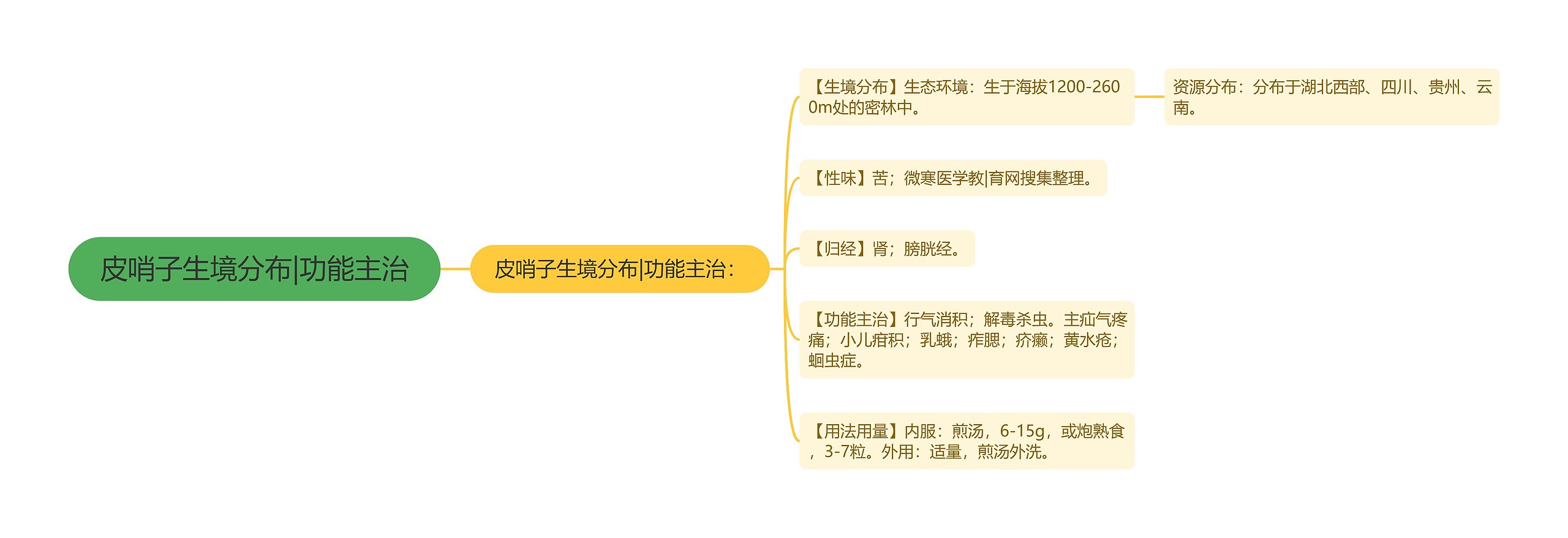 皮哨子生境分布|功能主治思维导图