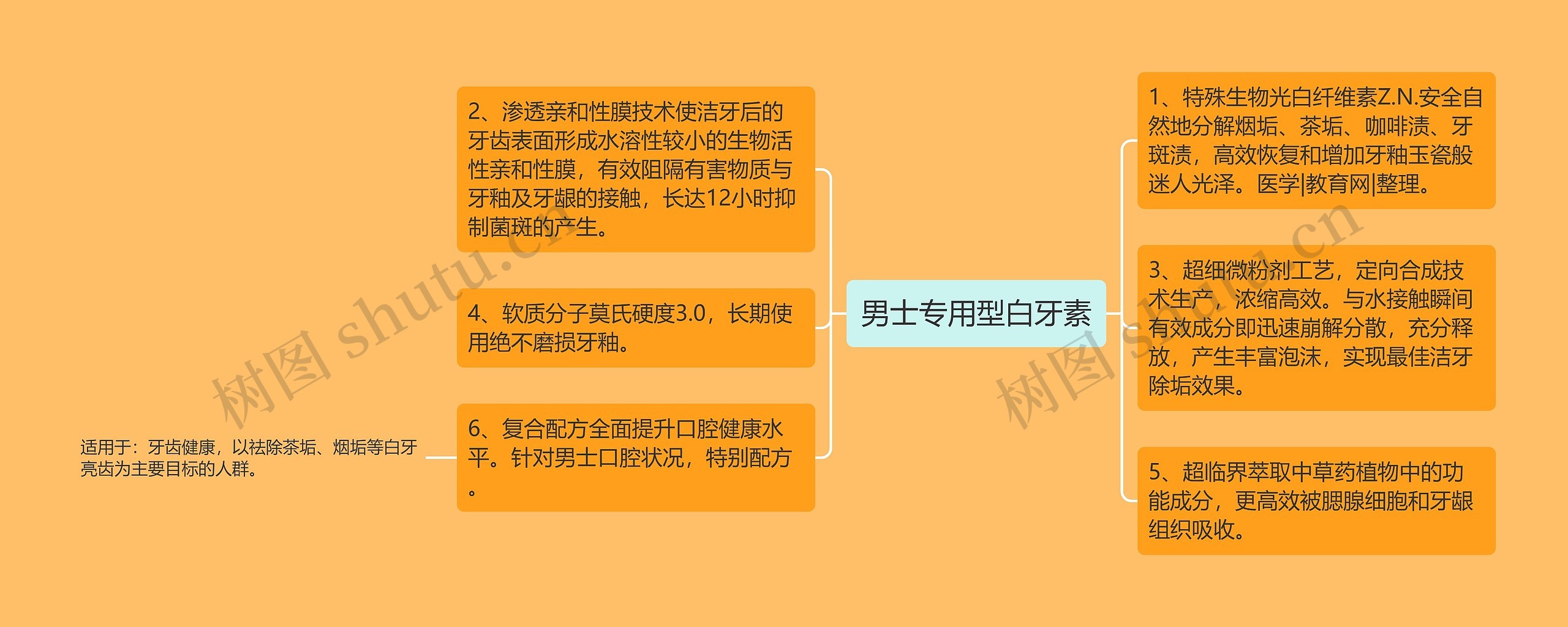 男士专用型白牙素思维导图