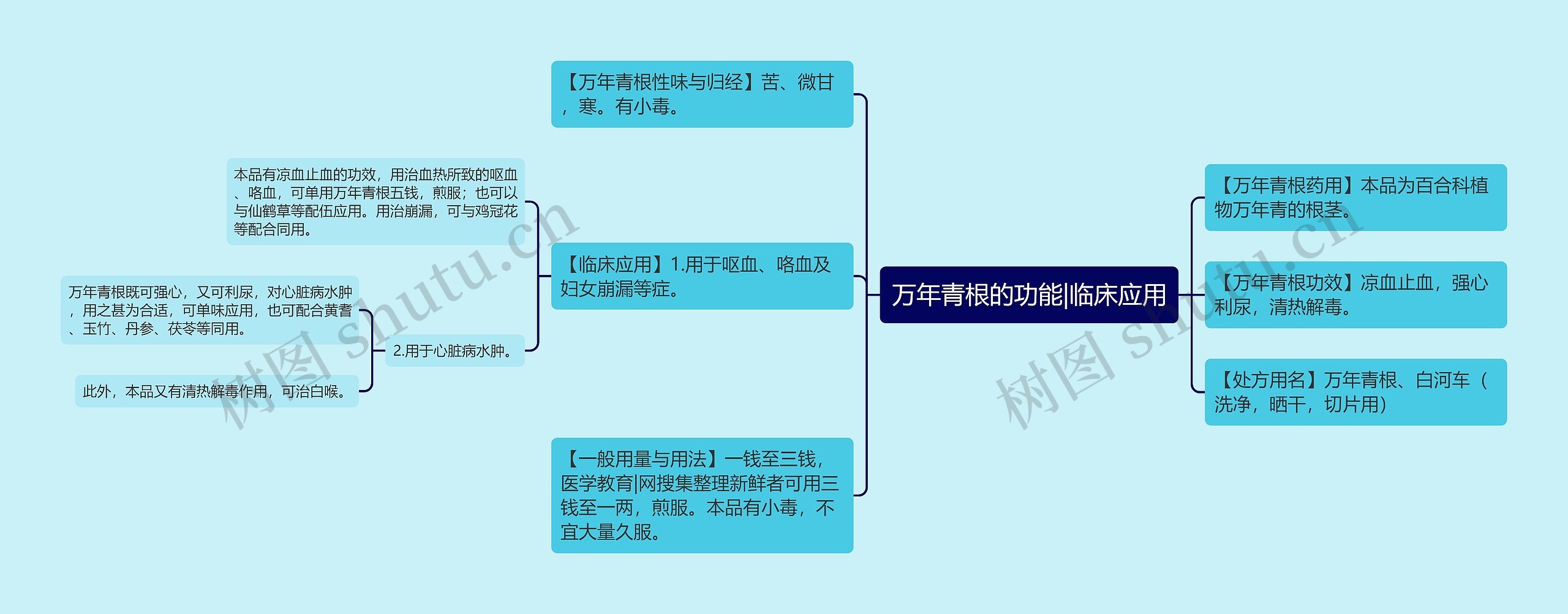 万年青根的功能|临床应用思维导图