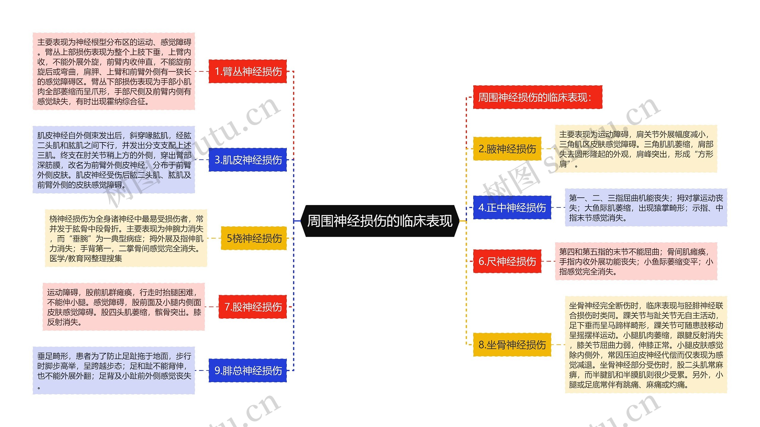 周围神经损伤的临床表现思维导图