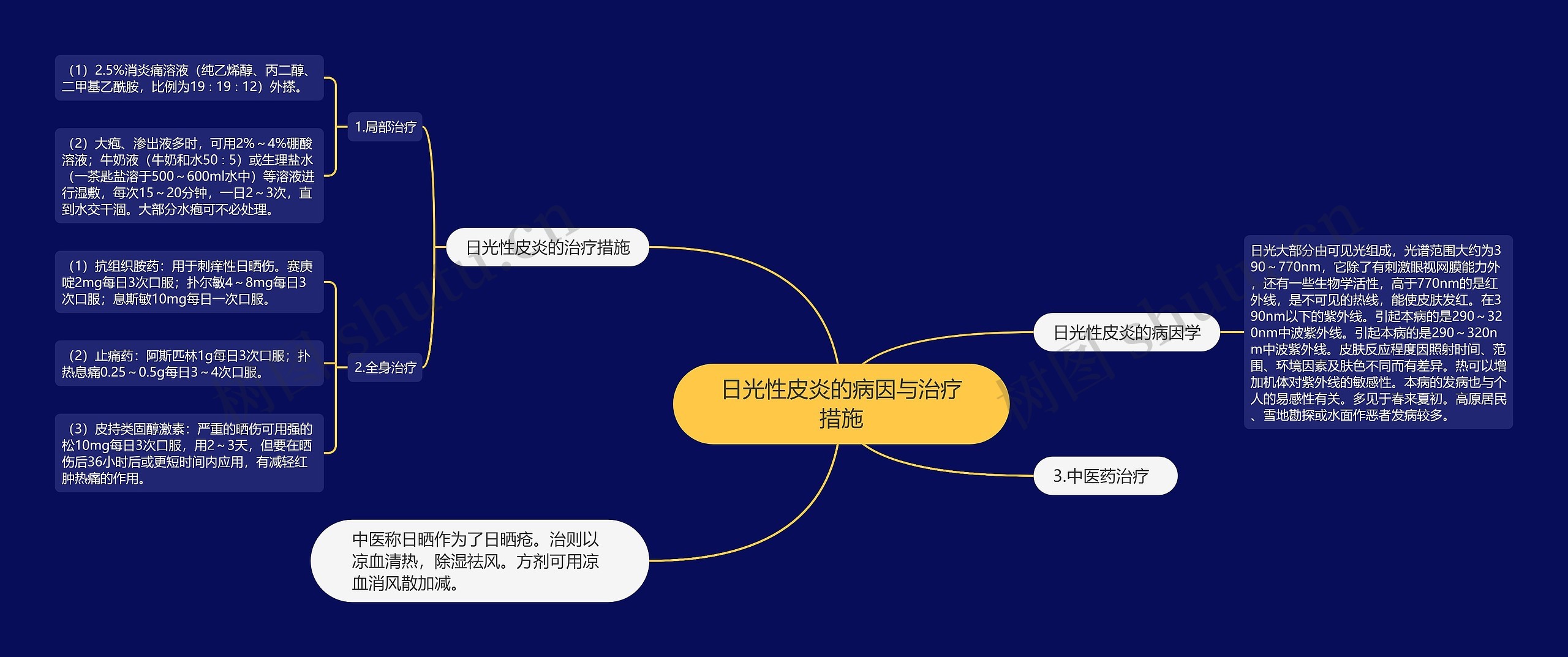 日光性皮炎的病因与治疗措施思维导图