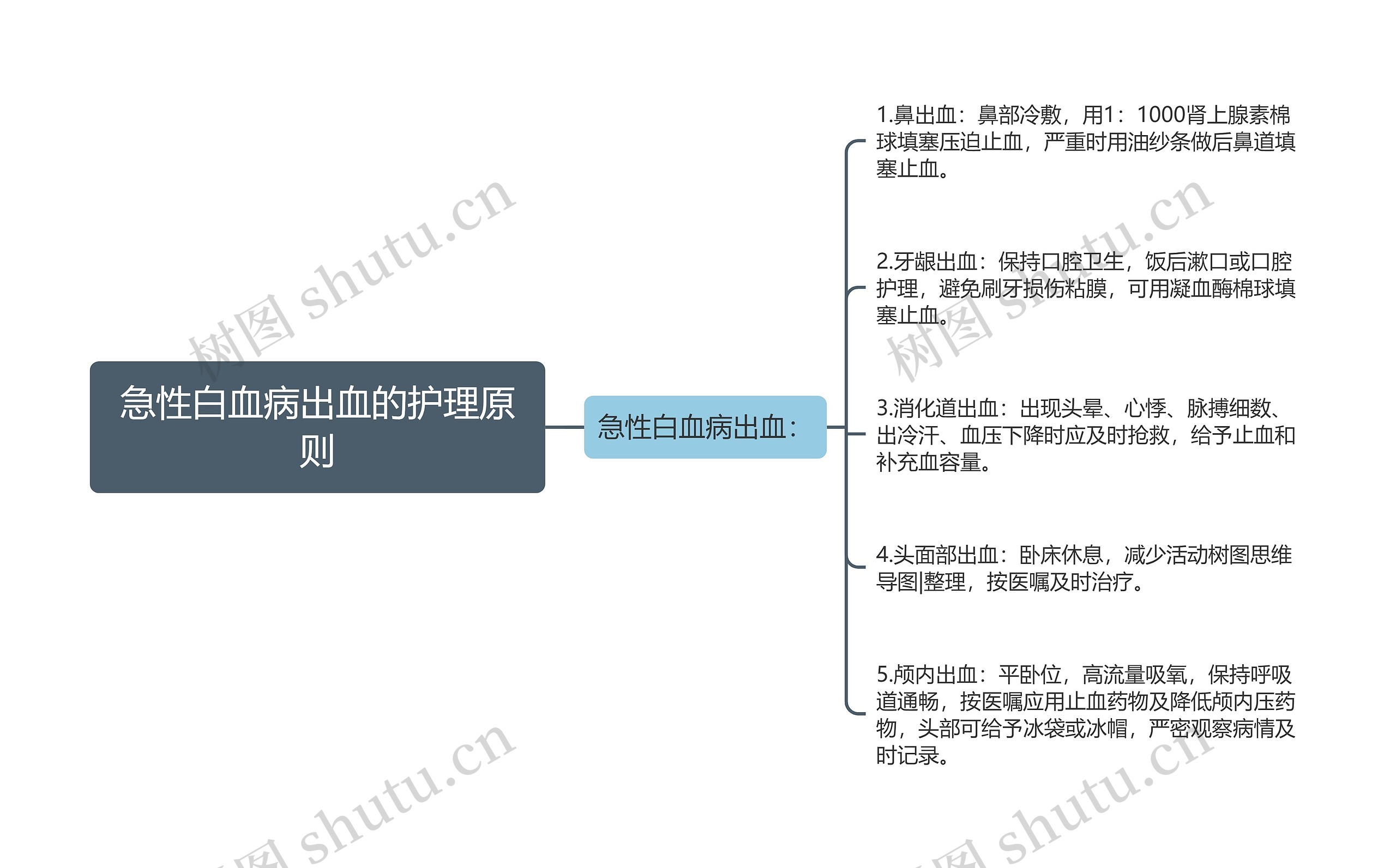 急性白血病出血的护理原则思维导图