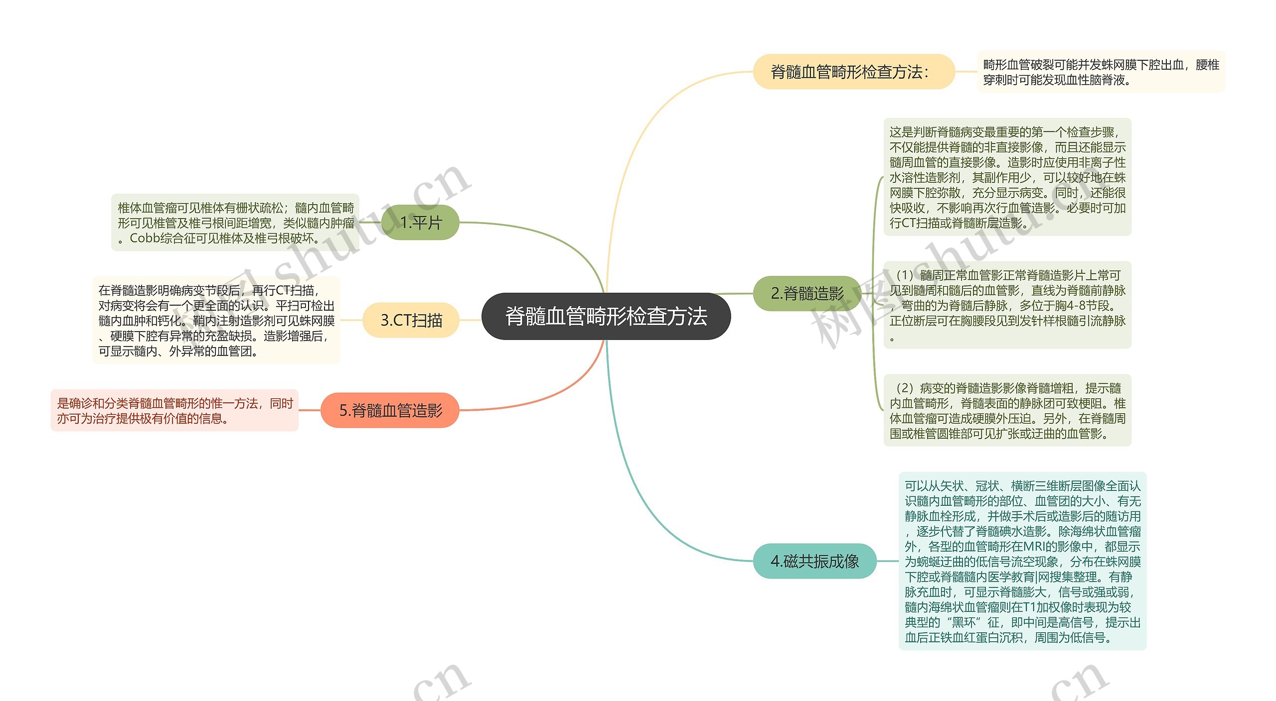 脊髓血管畸形检查方法思维导图