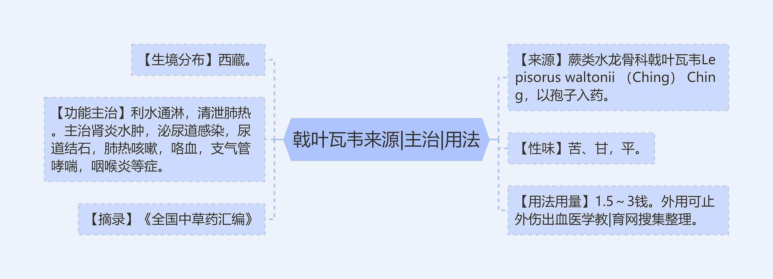 戟叶瓦韦来源|主治|用法思维导图