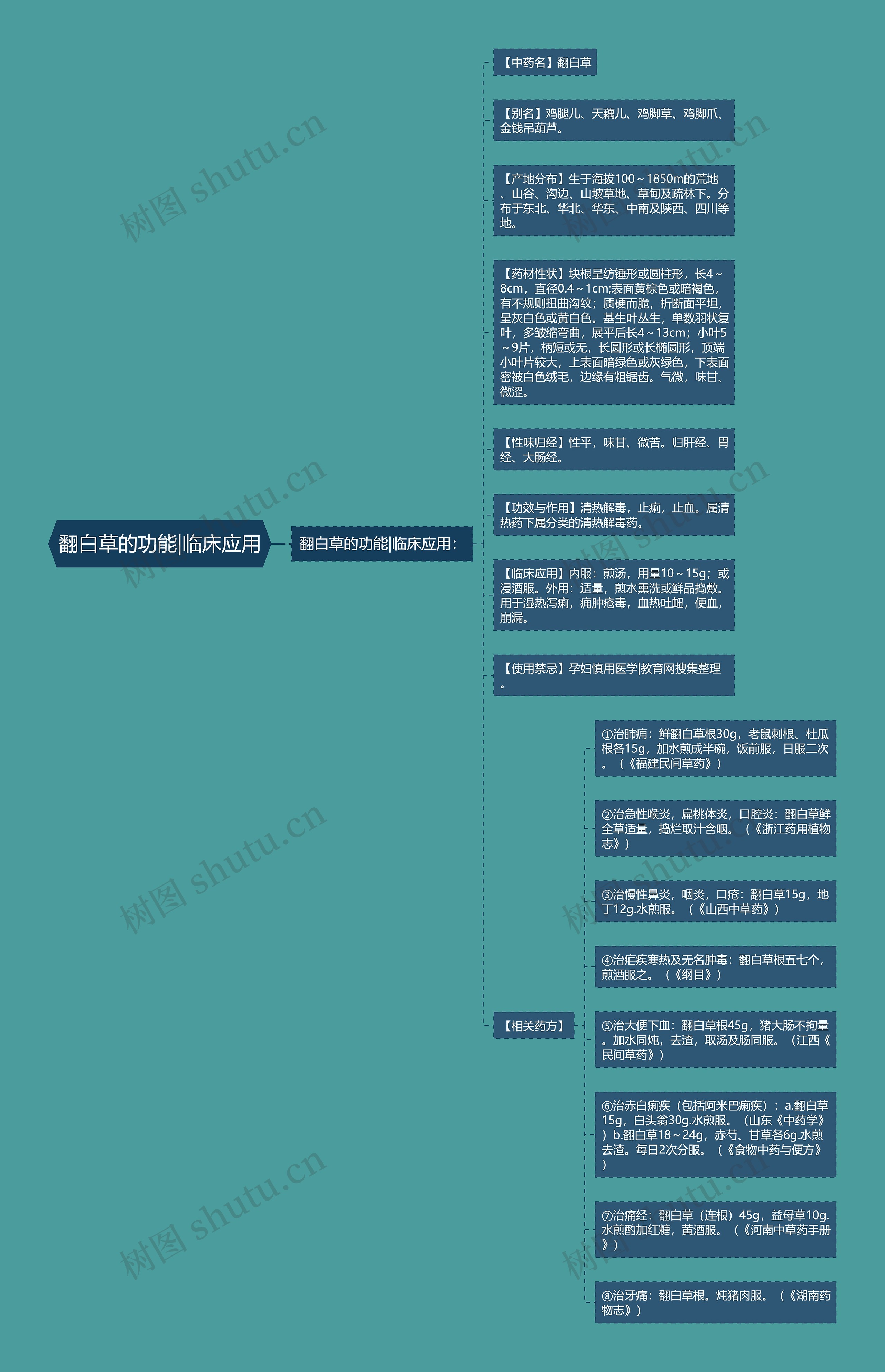 翻白草的功能|临床应用思维导图