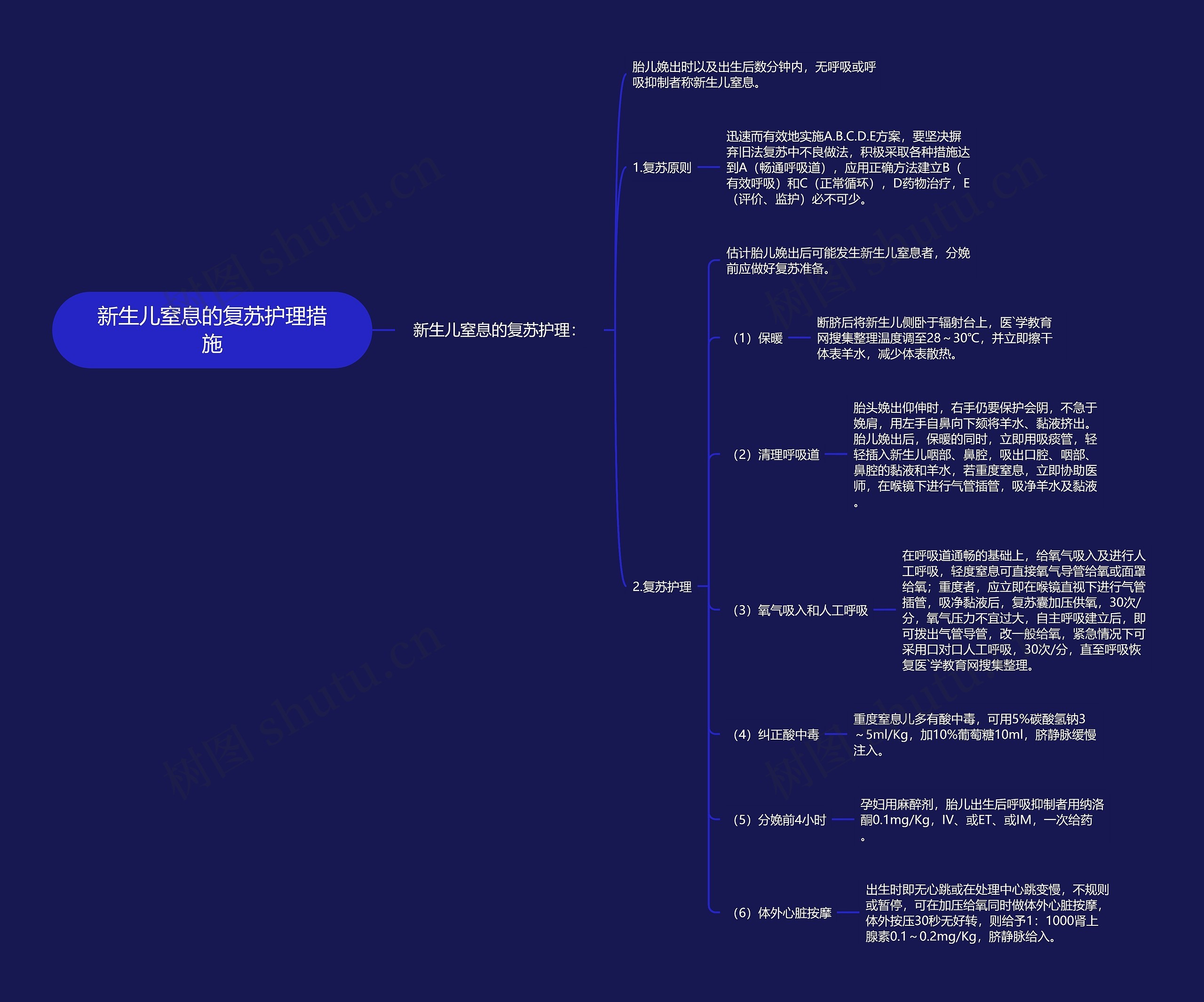 新生儿窒息的复苏护理措施思维导图