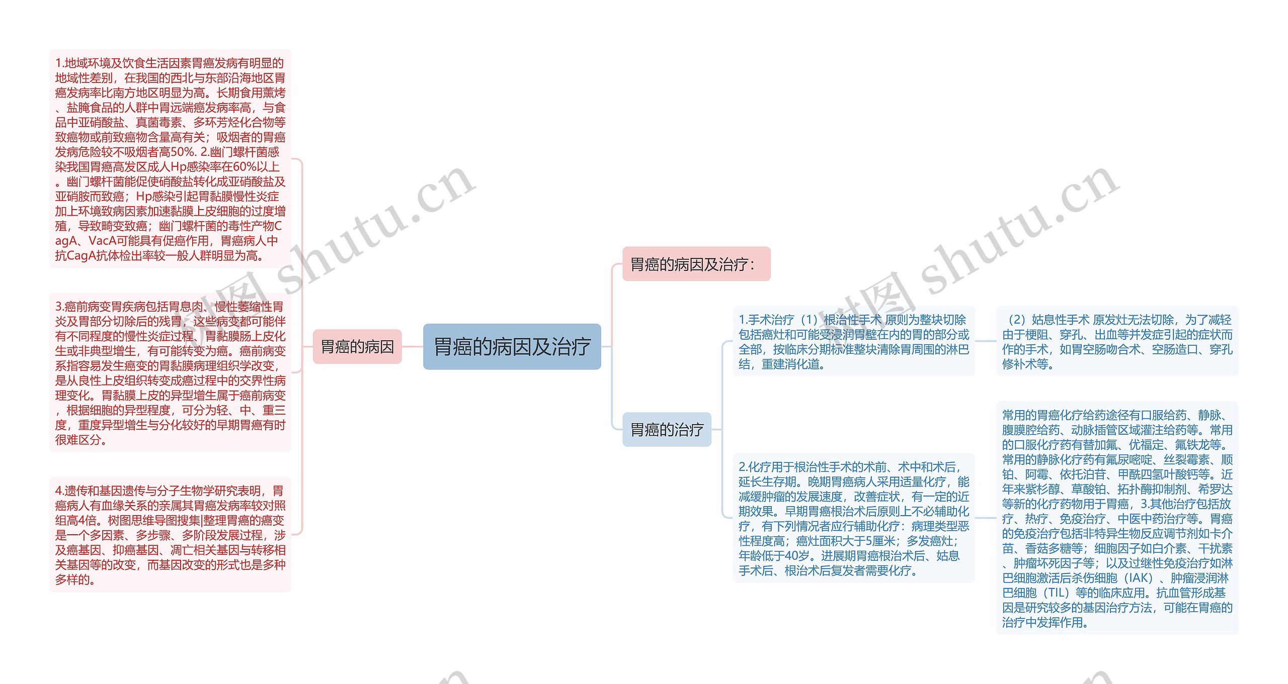 胃癌的病因及治疗思维导图