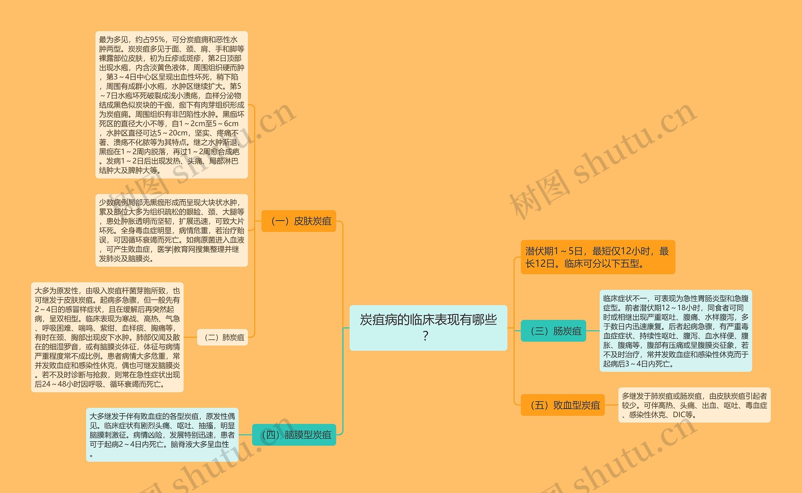 炭疽病的临床表现有哪些？思维导图