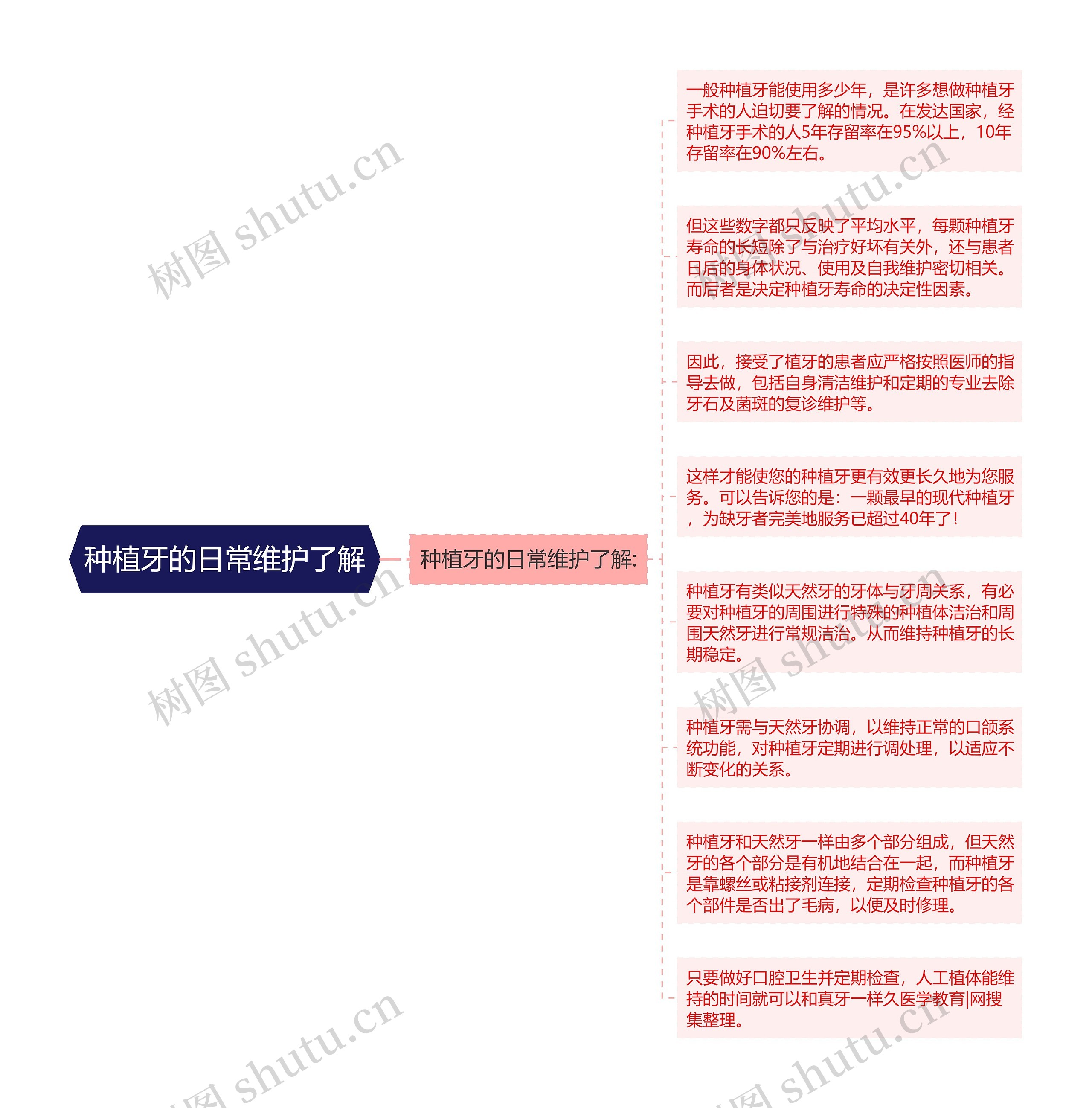 种植牙的日常维护了解思维导图