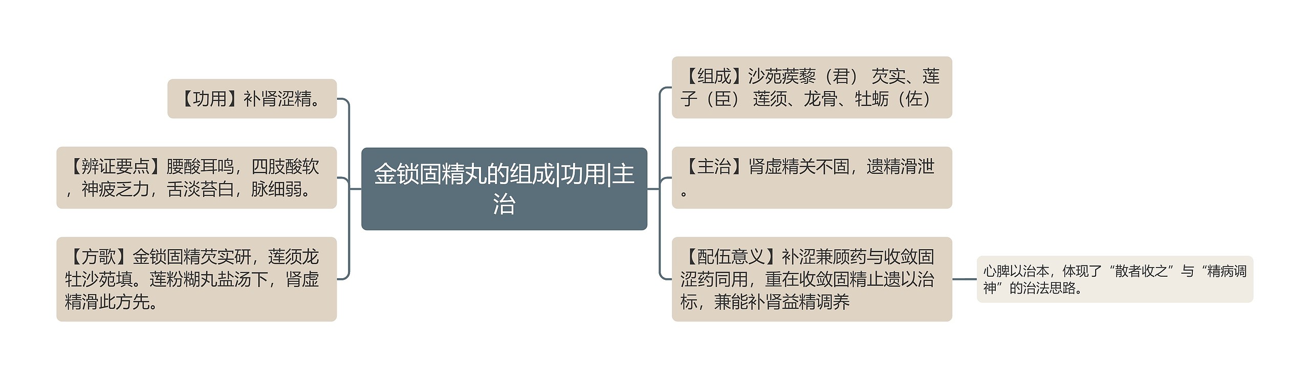 金锁固精丸的组成|功用|主治思维导图