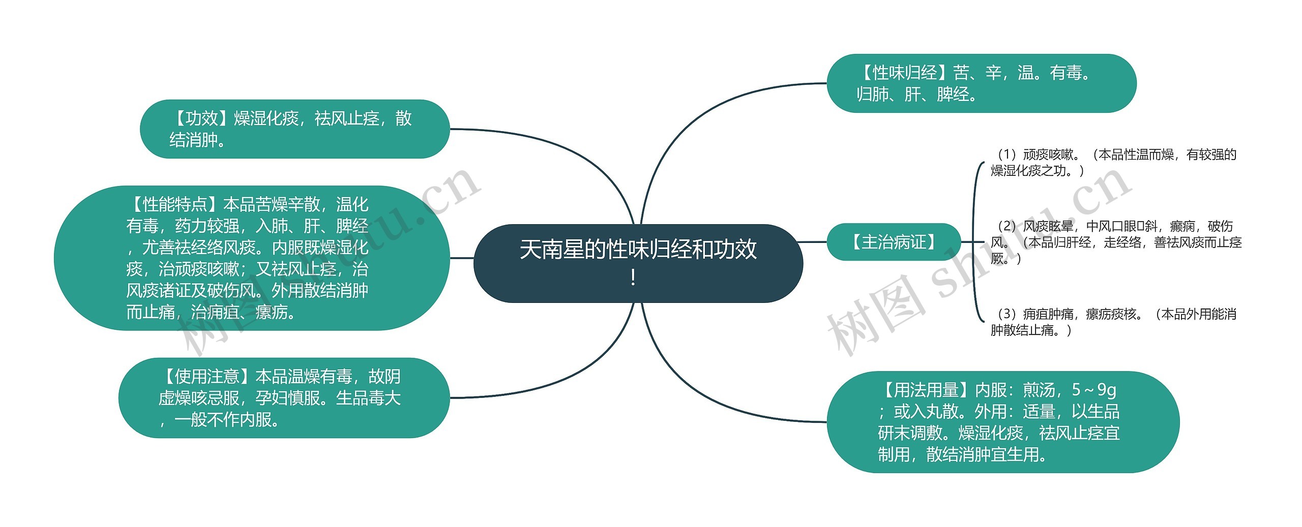 天南星的性味归经和功效！思维导图